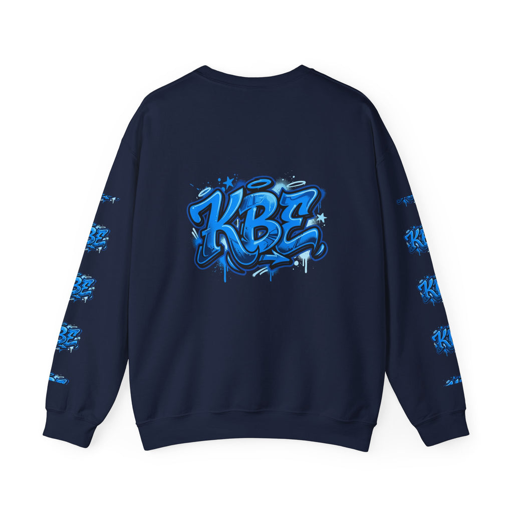 KBZ Graffiti Crewneck Sweatshirt – Streetwear Pullover with Blue Urban Tag Design