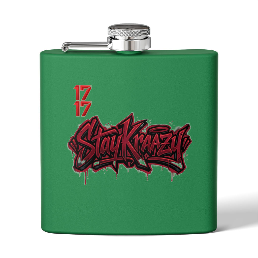 Flask — 'Stay Krazy' Graffiti Stainless Steel 6oz Hip-Hop Flask