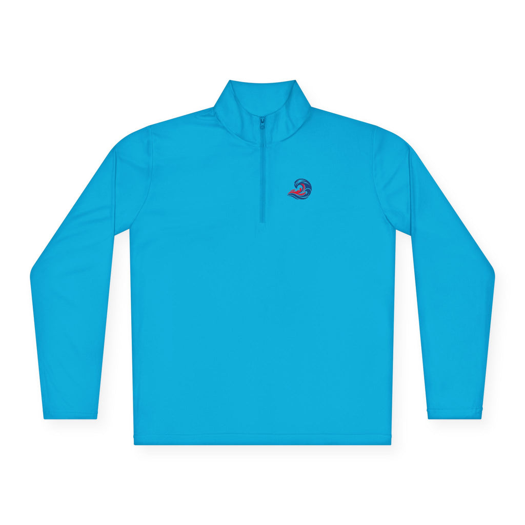 Quarter-Zip Pullover — Coastal Wave Logo Pullover with Back Graphic