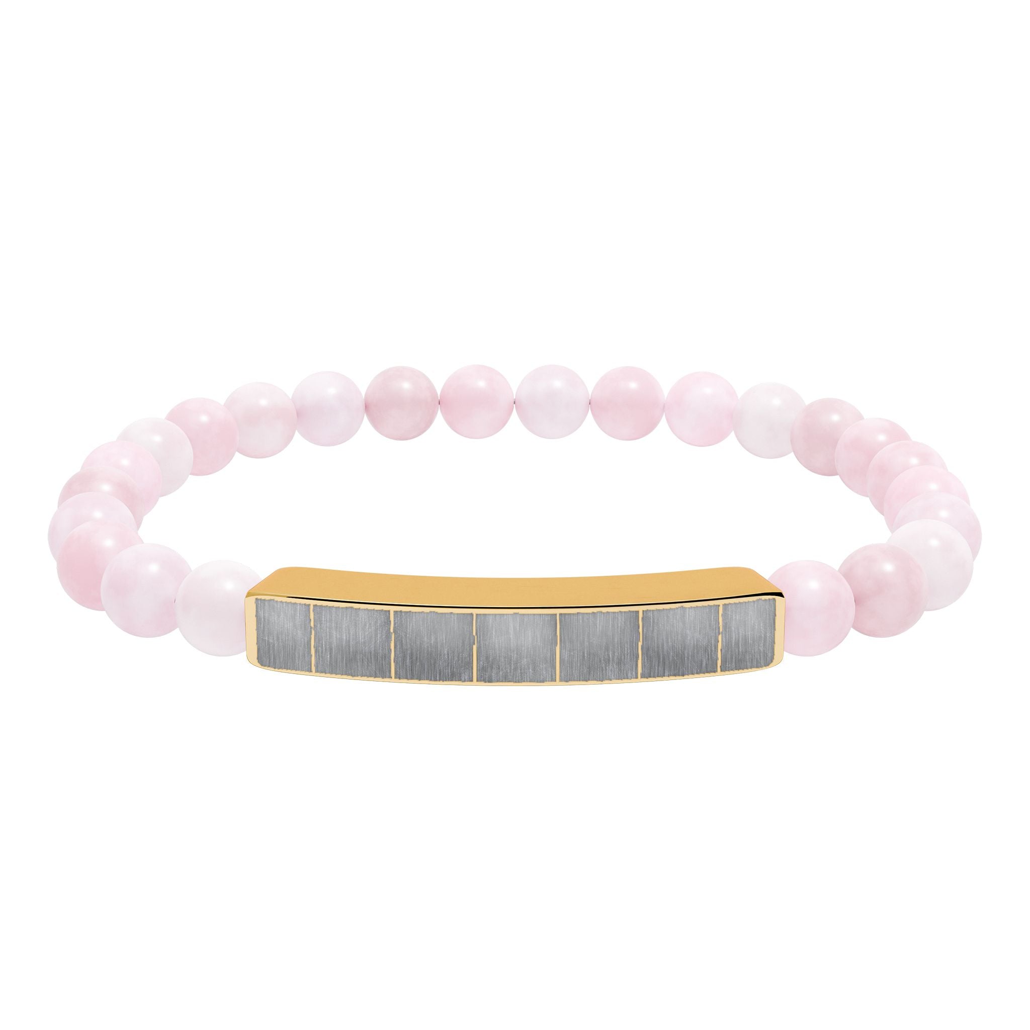 Engravable Natural Stone Bead Bracelet with Metal Bar