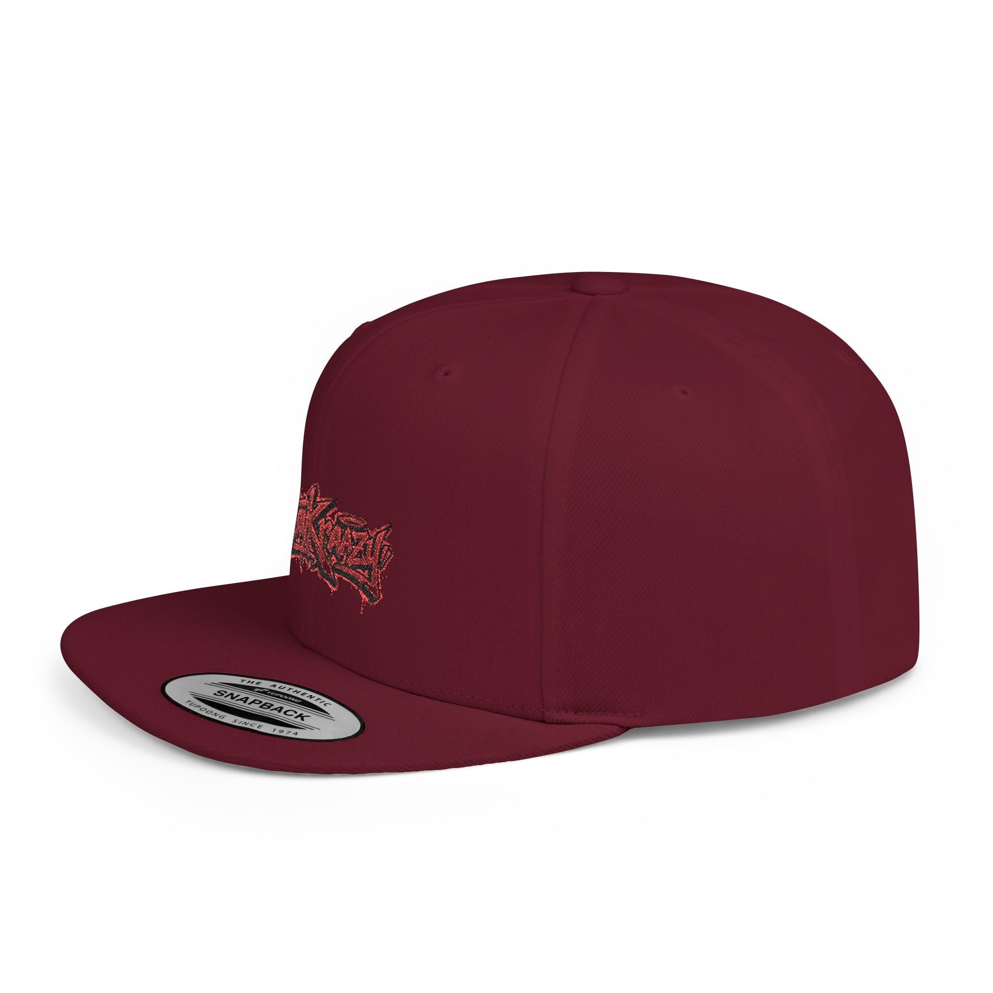 Snapback Hat — Red Graffiti Logo Flat Bill Cap