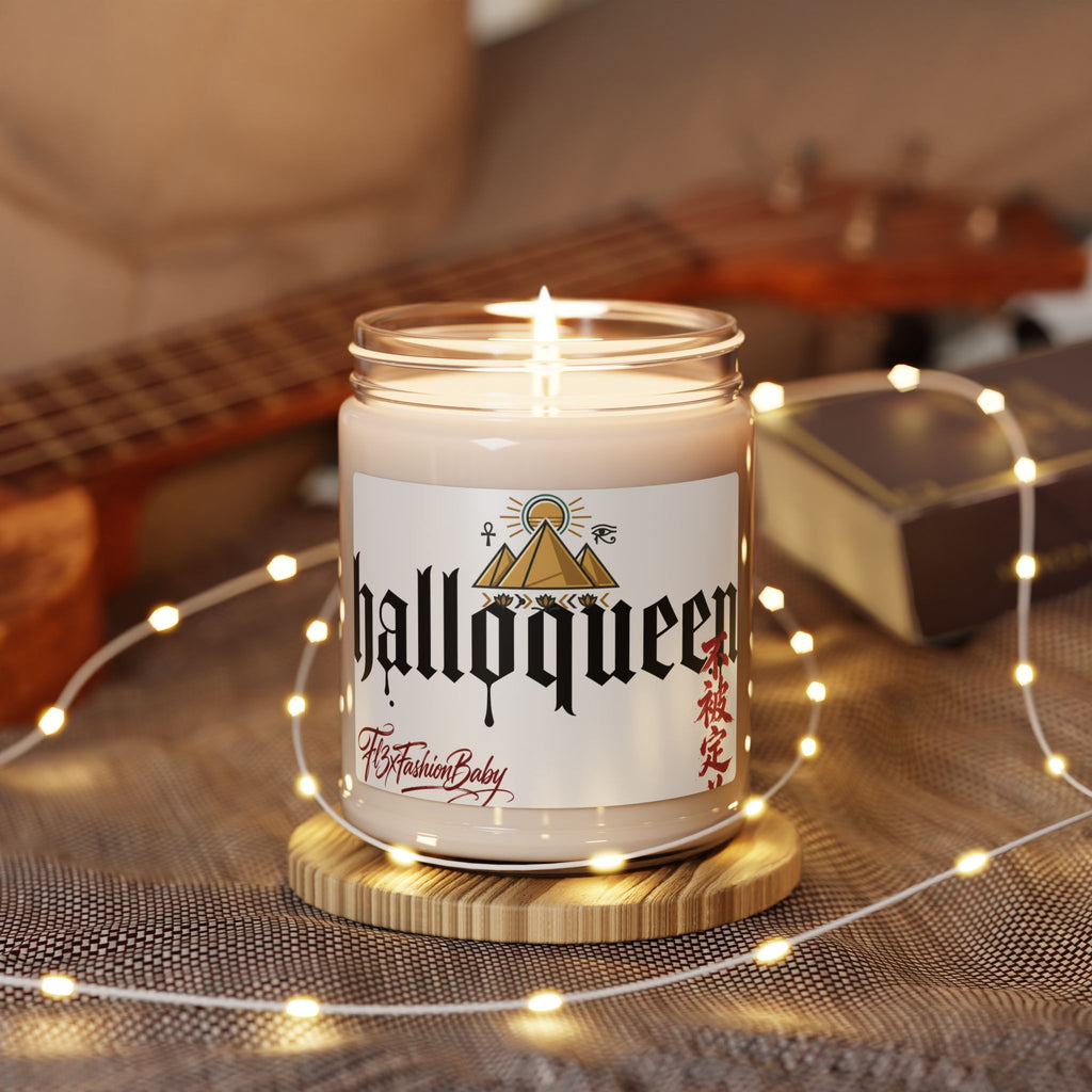 Soy Candle — "Halloqueen" Scented 9oz Jar (Pyramid & Gothic Design)