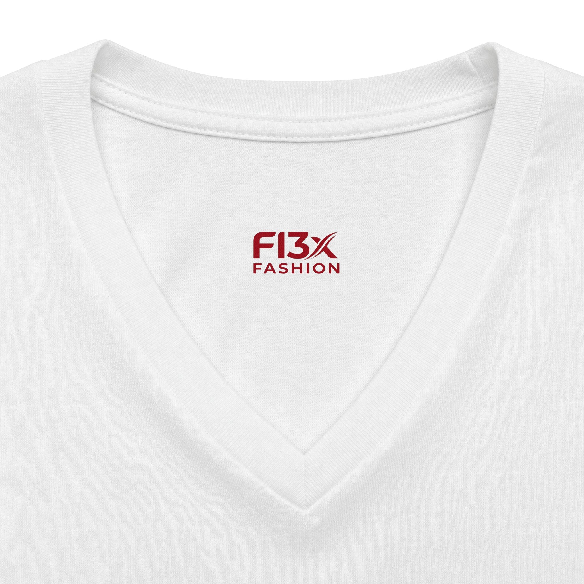 Women's V-Neck Tee — 'F13x Fashion' Floral Logo & Devil Graphic