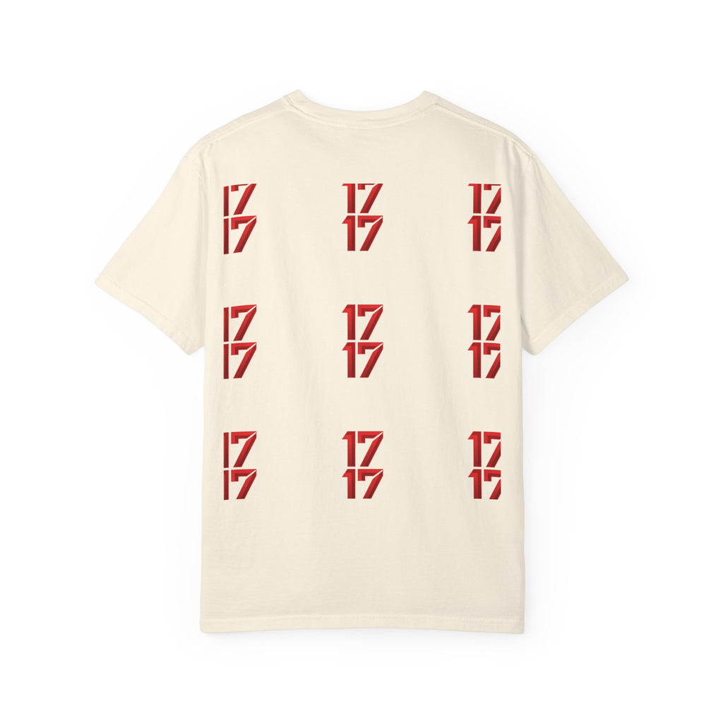 17 Pattern Graphic T-Shirt — Repeating Red Logo Tee