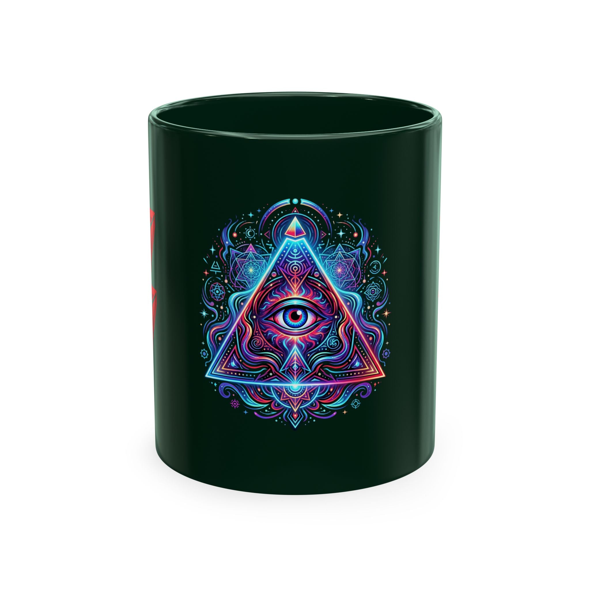 Ceramic Mug — Mystic Third Eye Pyramid Design with 7/17 Red Numerals