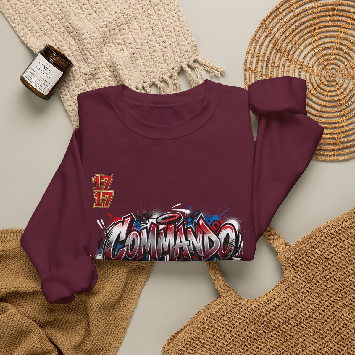 Crewneck Sweatshirt — 'Commando Soldier' Graffiti Graphic Crewneck