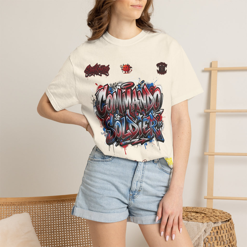 Commando Soldier Graphic T-Shirt — Streetwear Graffiti Design