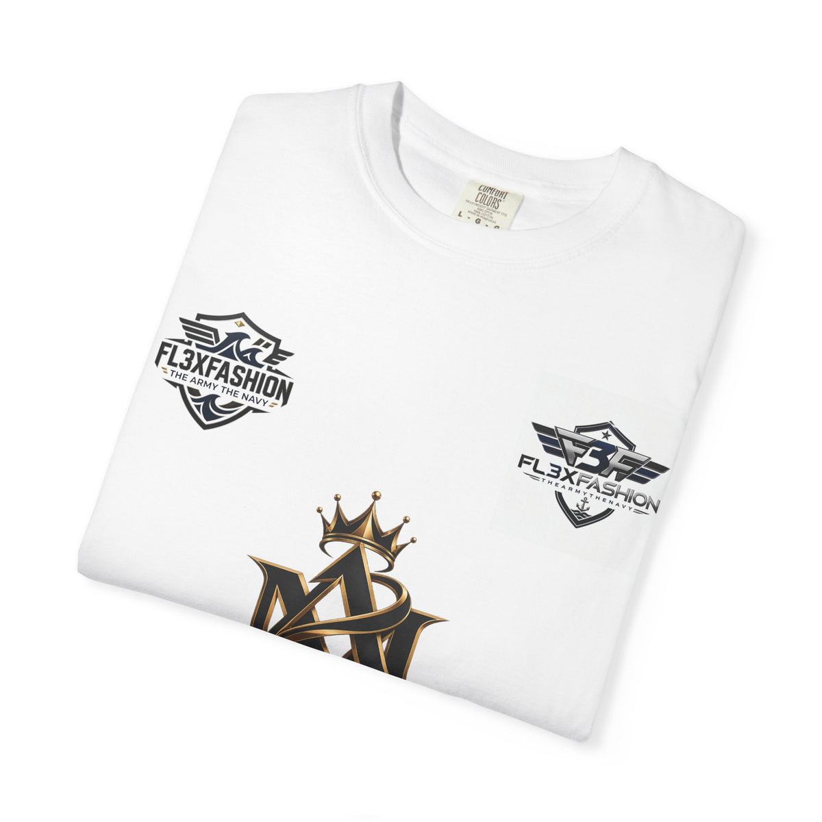 Graphic T-Shirt — Mythic Warrior Back Print with Crest Logos