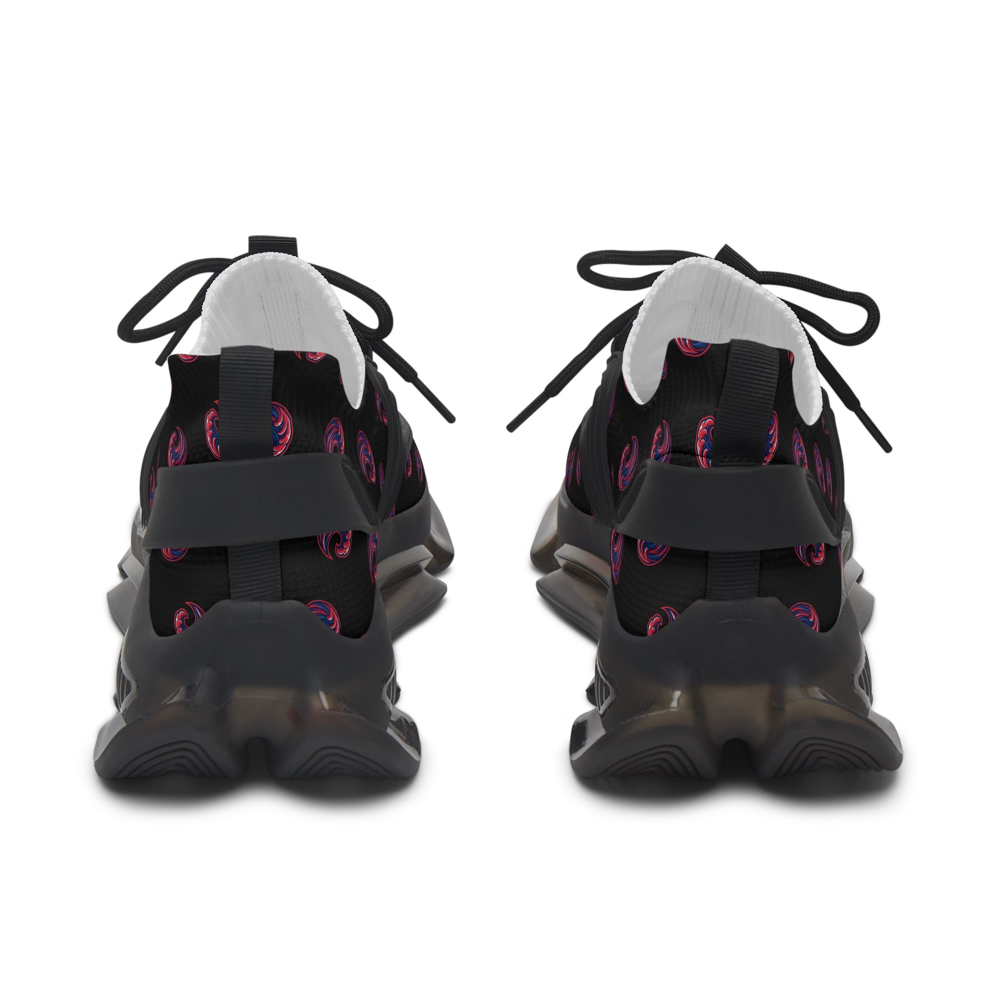Women's Mesh Sneakers - Black Swirl Pattern Athletic Shoes