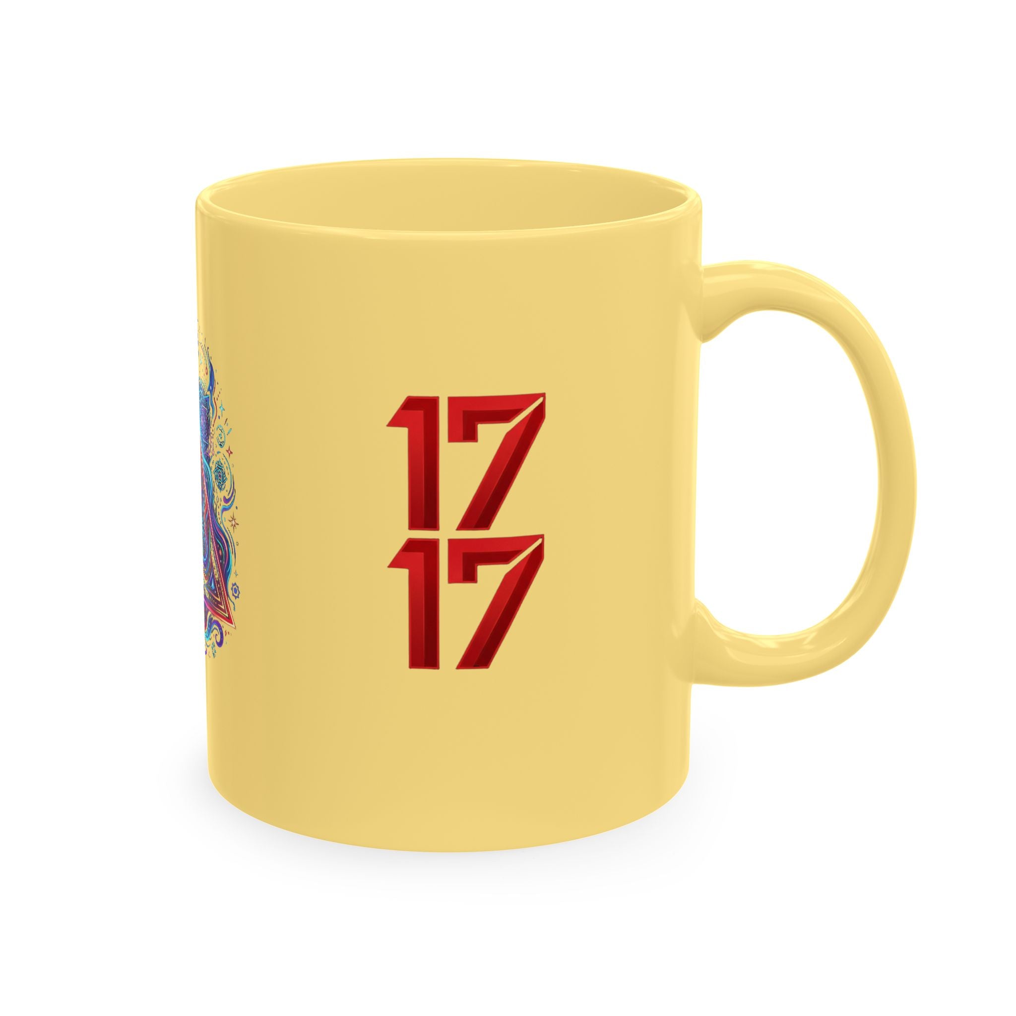 Ceramic Mug — Mystic Third Eye Pyramid Design with 7/17 Red Numerals
