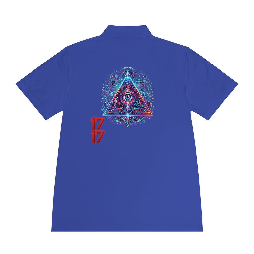 Men's Polo Shirt — Mystic All-Seeing Eye Triangle Design with 17/17 Accent