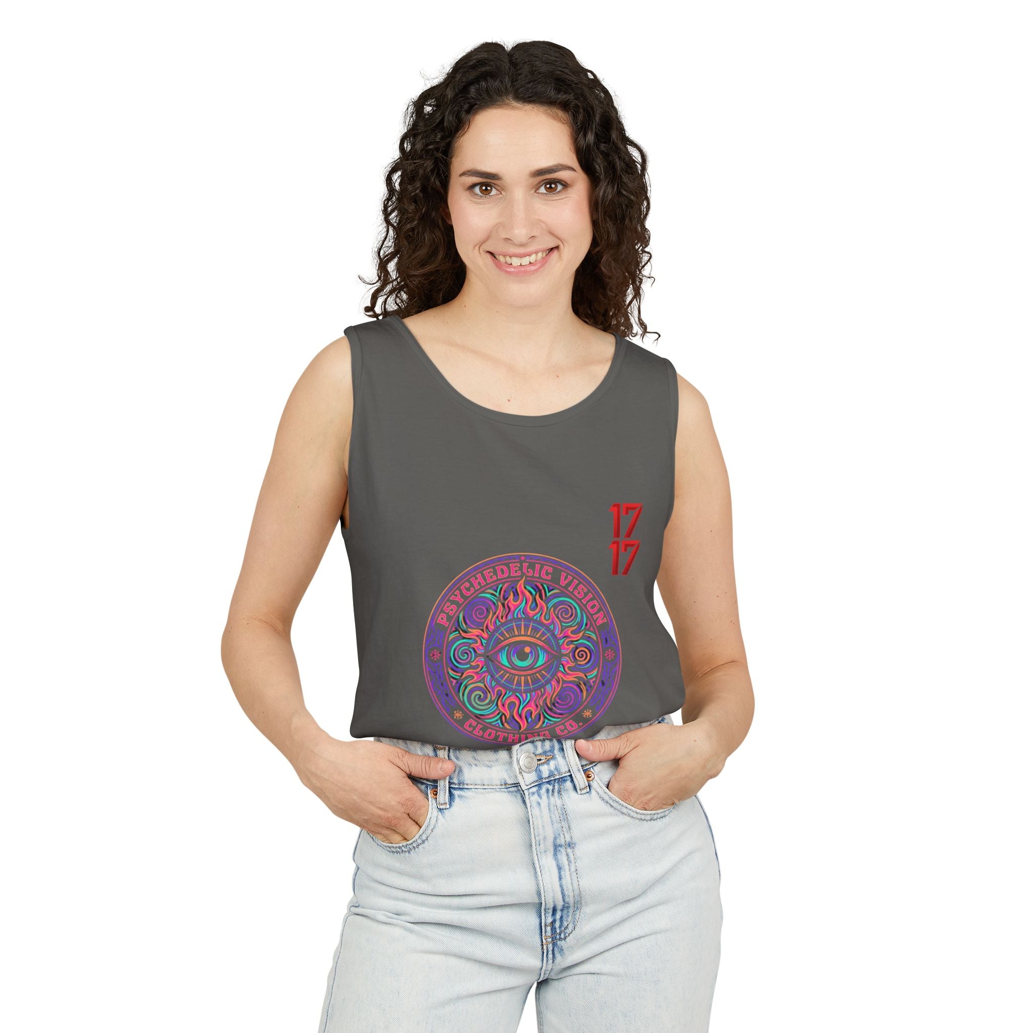 Psychedelic Vision Tank Top — Retro Eye Mandala Graphic