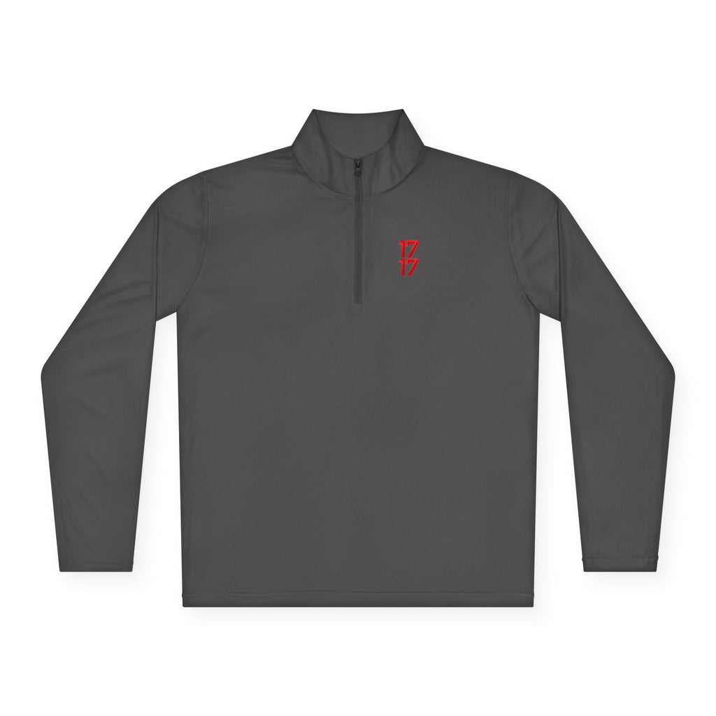 Quarter-Zip Pullover — Minimal Red '17' Logo Athletic Pullover