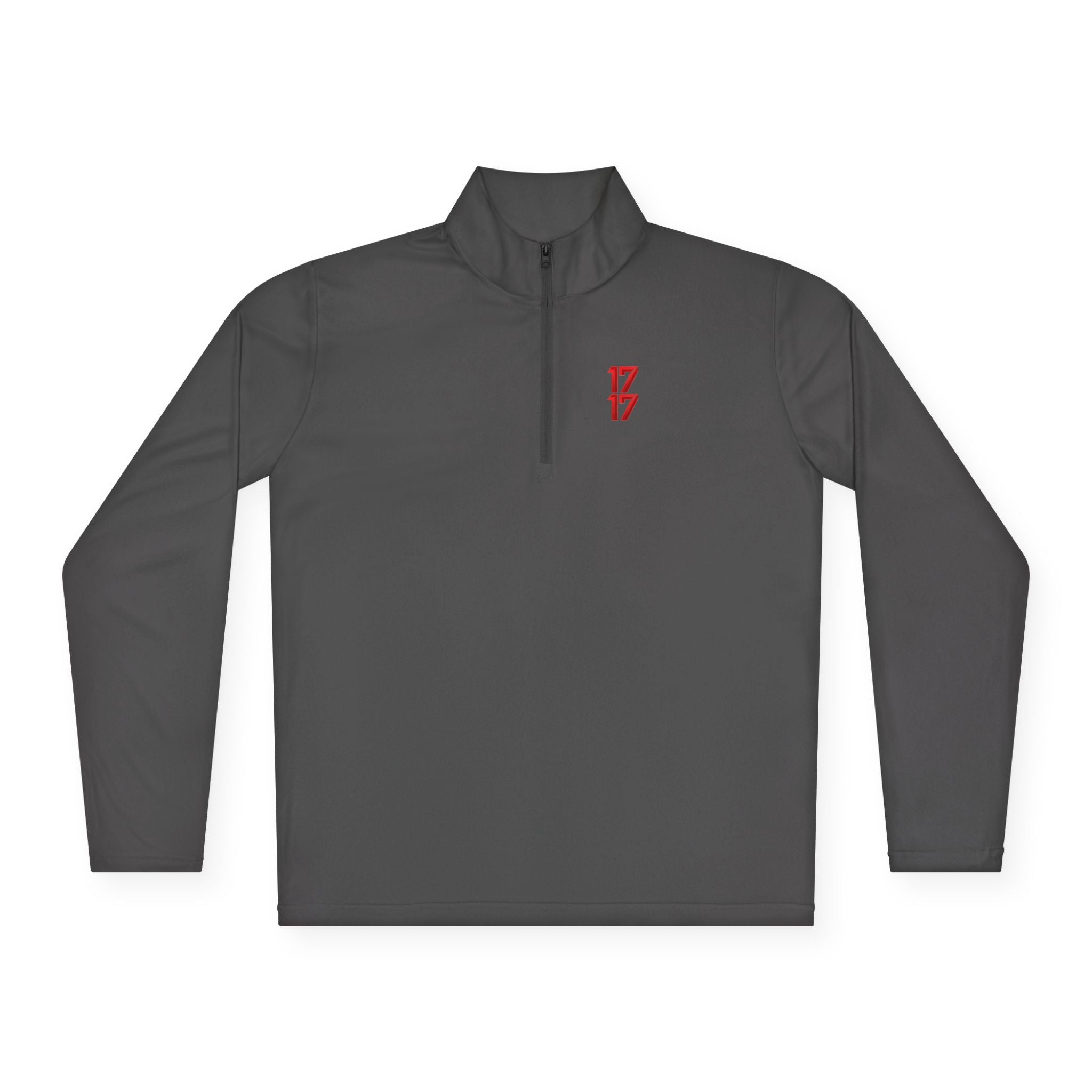 Quarter-Zip Pullover — Minimal Red '17' Logo Athletic Pullover