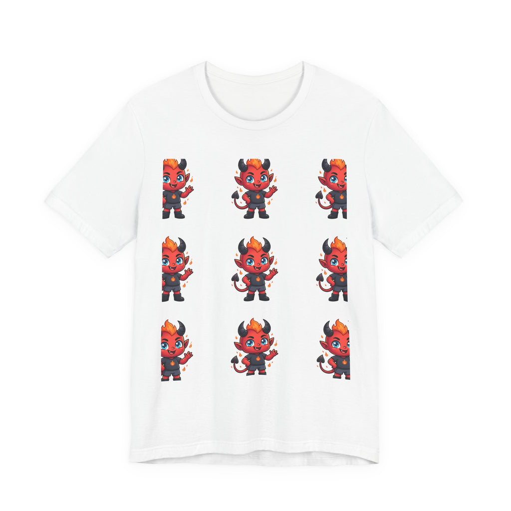 Cute Red Devil Pattern Tee — Kawaii Devil Graphic T-Shirt