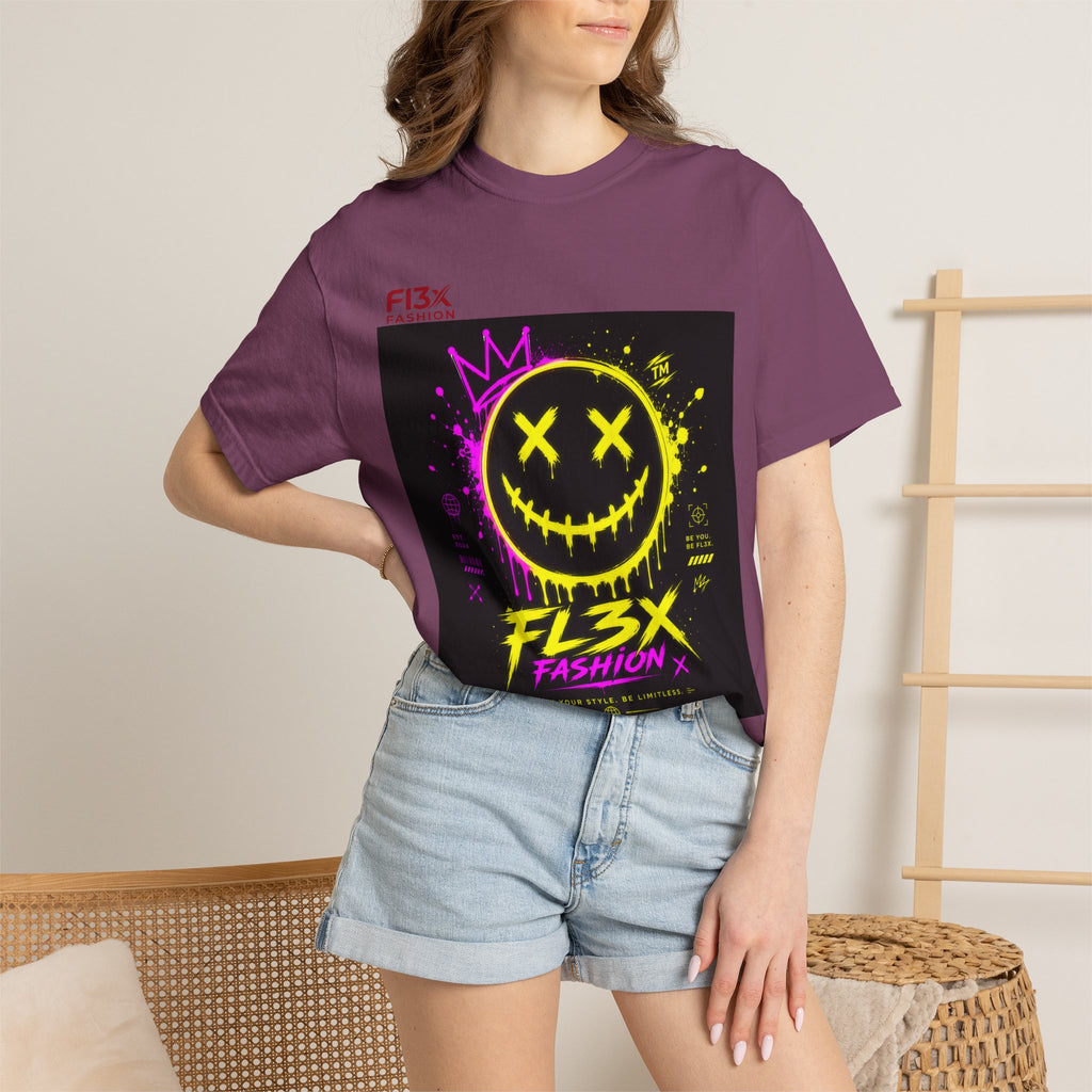 Graphic Tee — Neon Graffiti Smiley "FL3X Fashion"