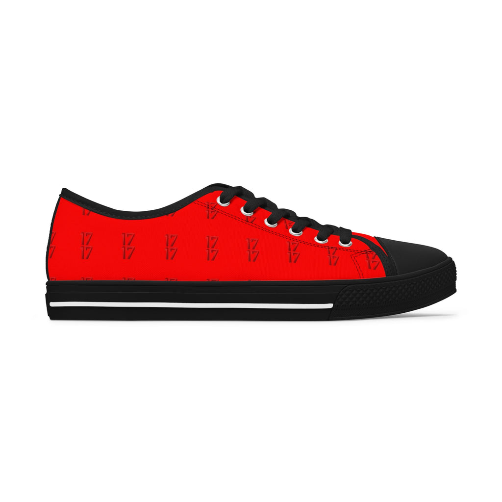 Red Rose Low Top Sneakers — Women's Floral Casual Canvas Shoes