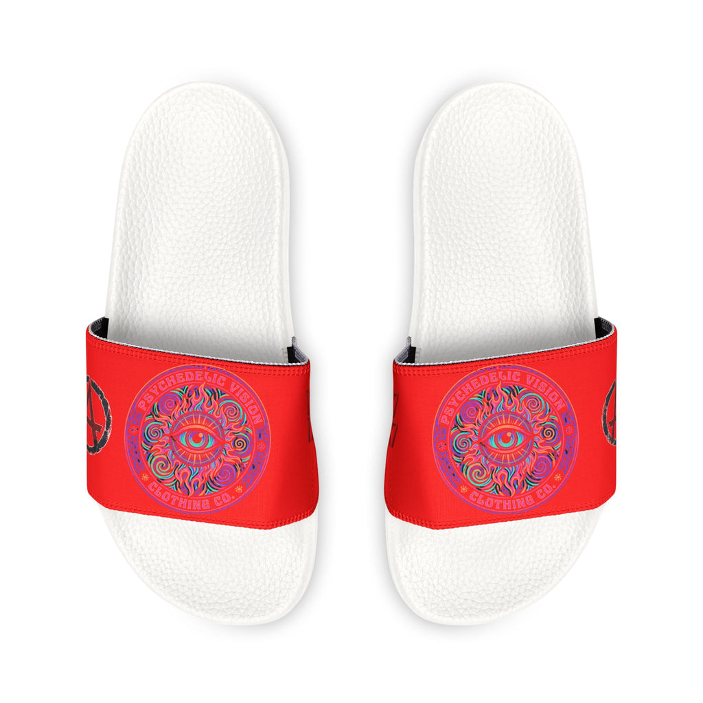 Men's Red Slide Sandals with Mystical Mandala Design