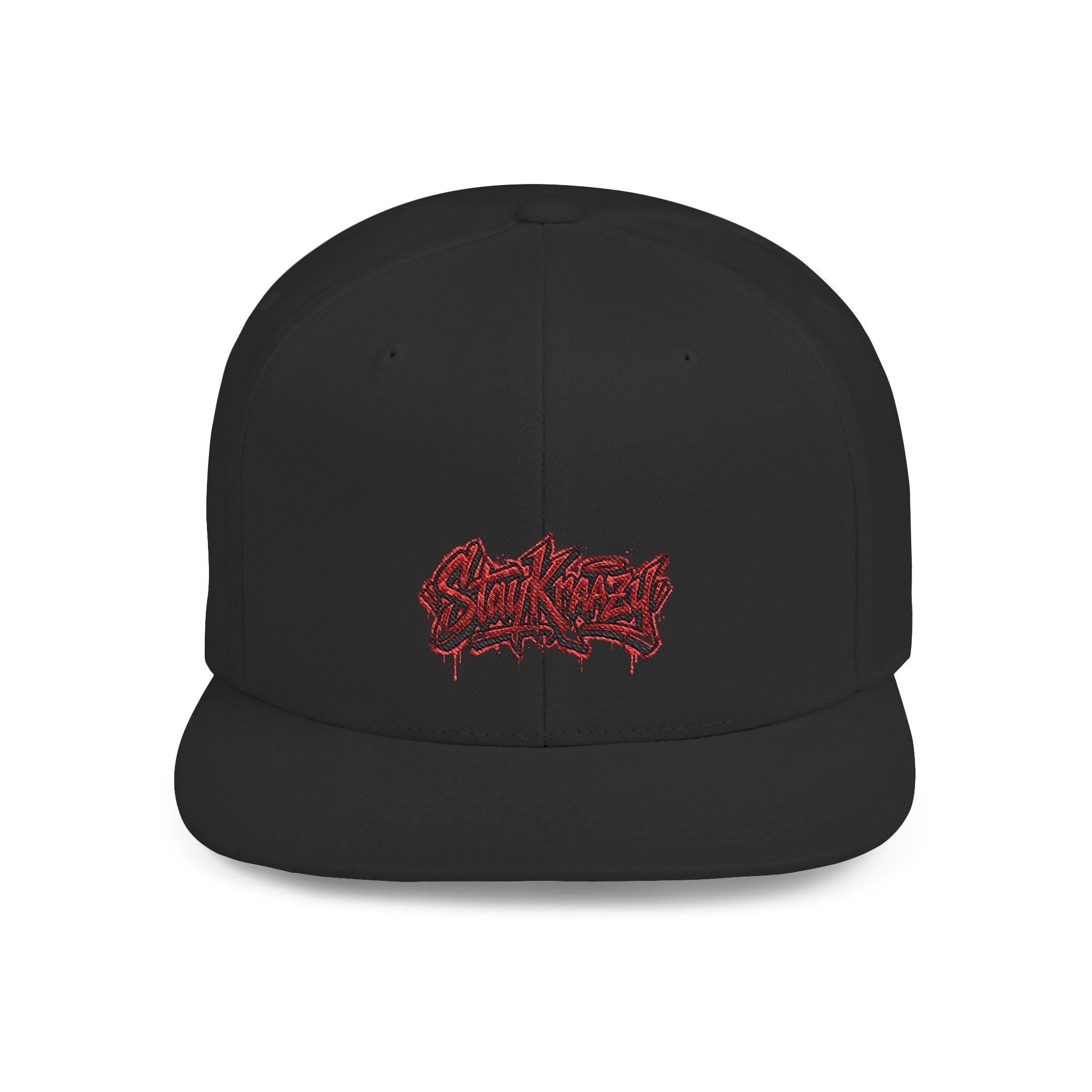 Snapback Hat — Red Graffiti Logo Flat Bill Cap
