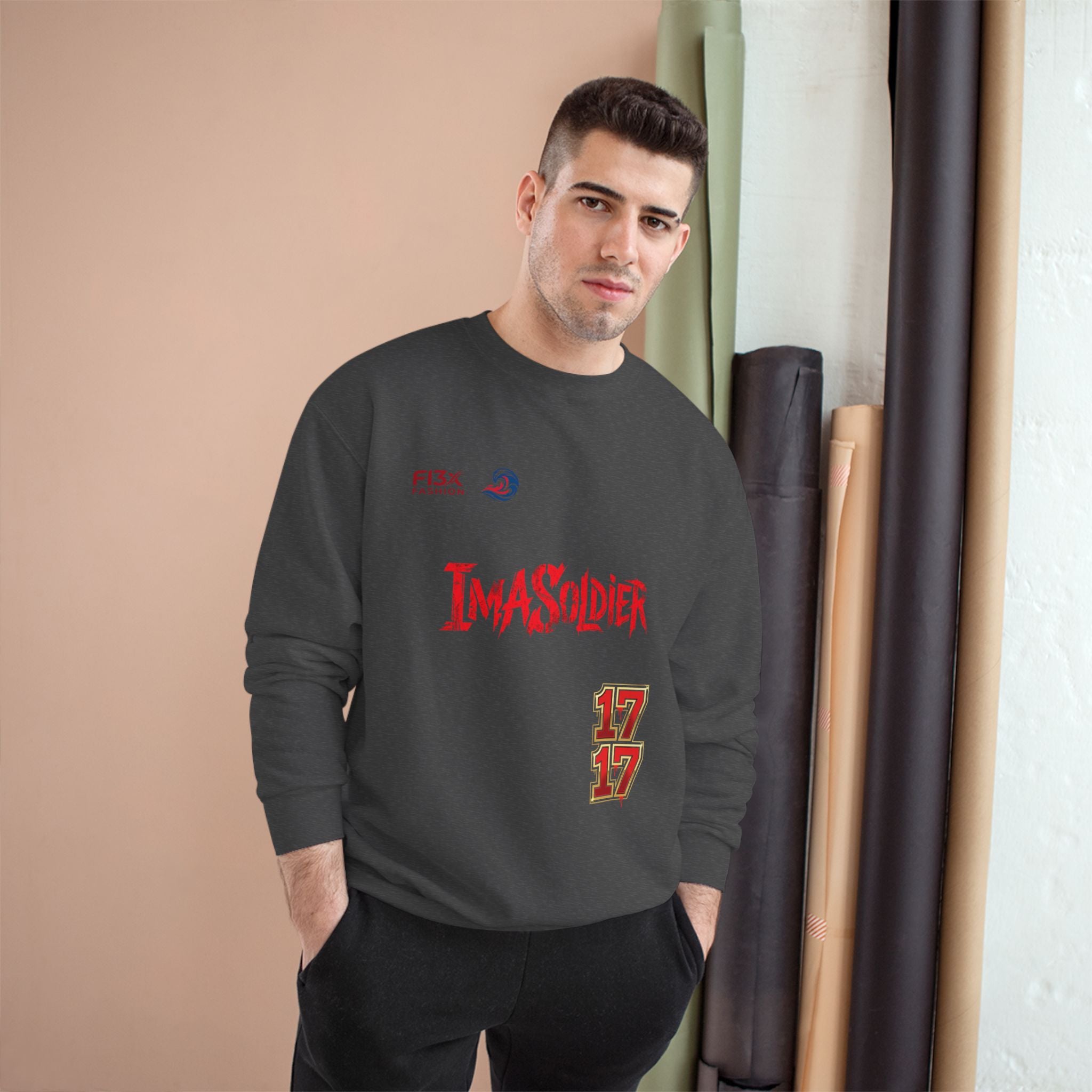 Soldier Graphic Sweatshirt — “I’ma Soldier” Red Streetwear Crewneck