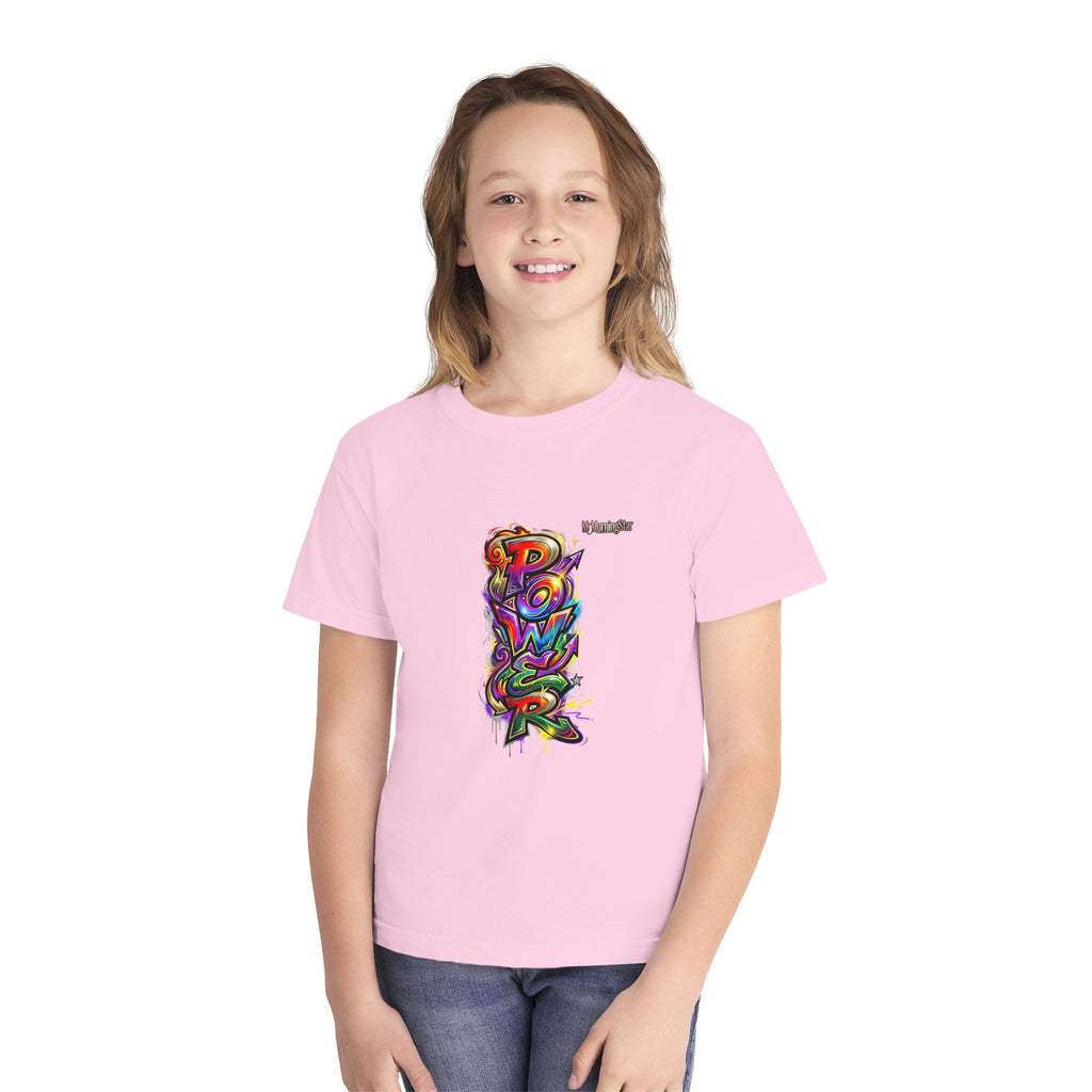 Youth Tee - Colorful 'Power' Graffiti Vertical Graphic