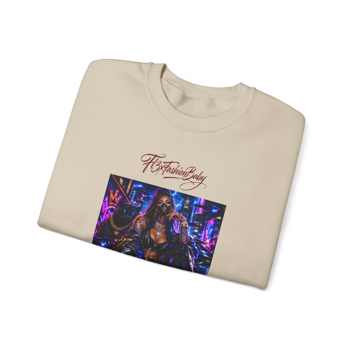 Crewneck Sweatshirt — Futuristic Neon City Graphic