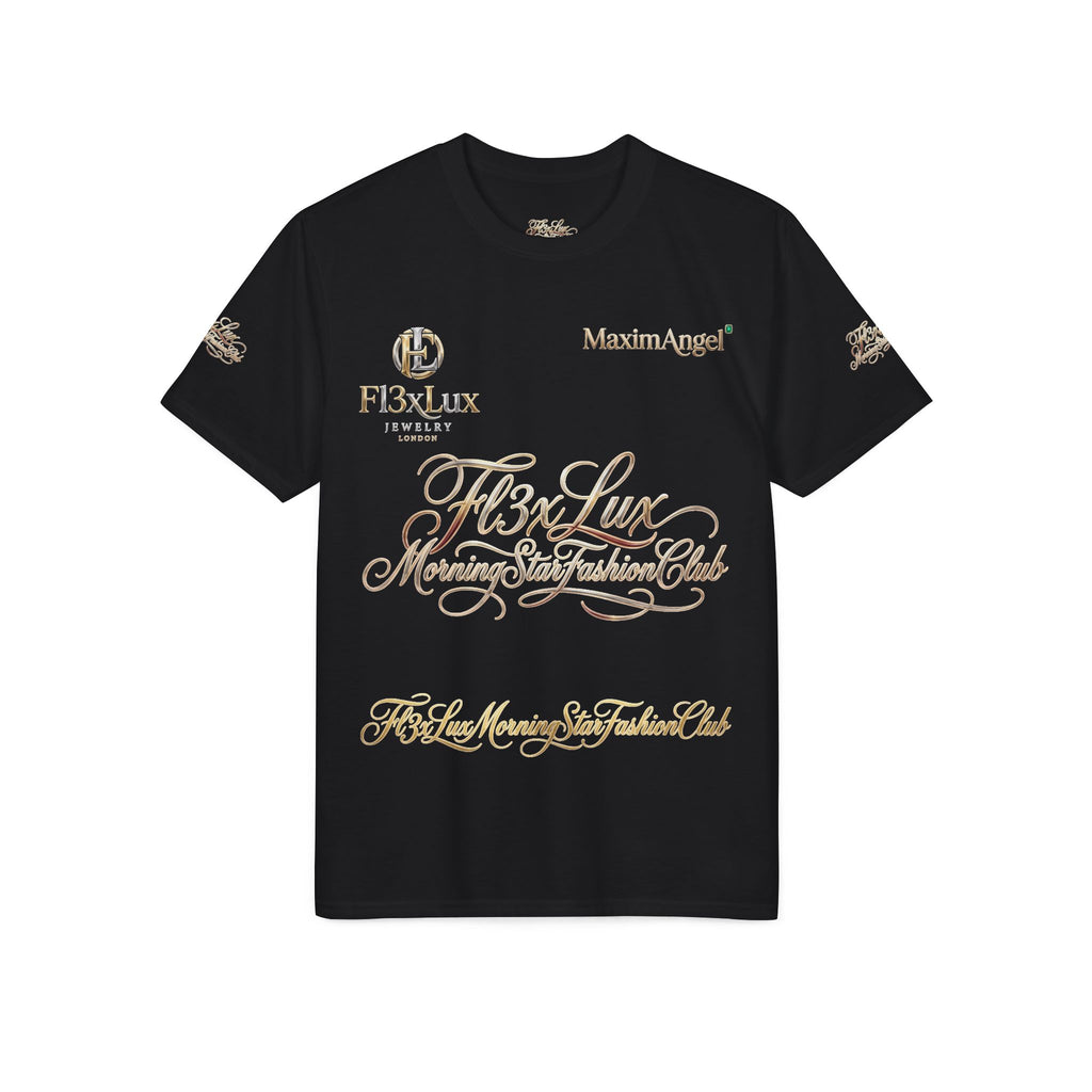 Luxury Gold Script Performance T-Shirt — F3xLux Morning Stay Fashion Club Design
