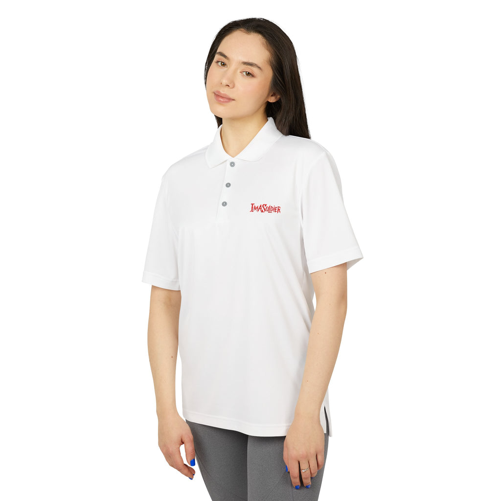 White Performance Polo — 'I Am Sober' Embroidered Chest Design