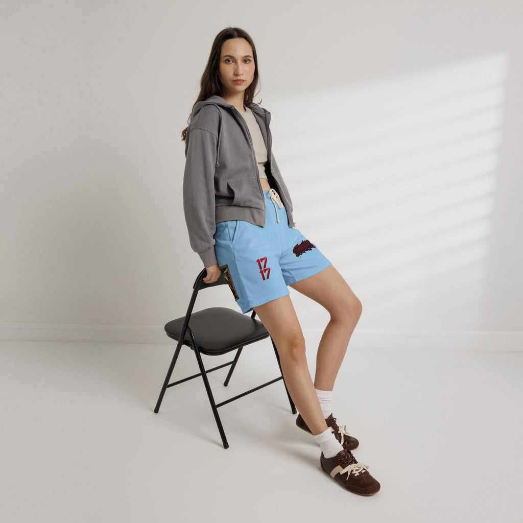 Fleece Sweat Shorts — Retro Egyptian Pyramids & 17 Graphic Lounge Shorts
