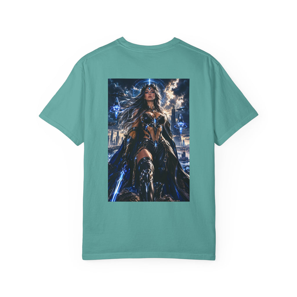 Graphic T-Shirt — Mythic Warrior Back Print with Crest Logos