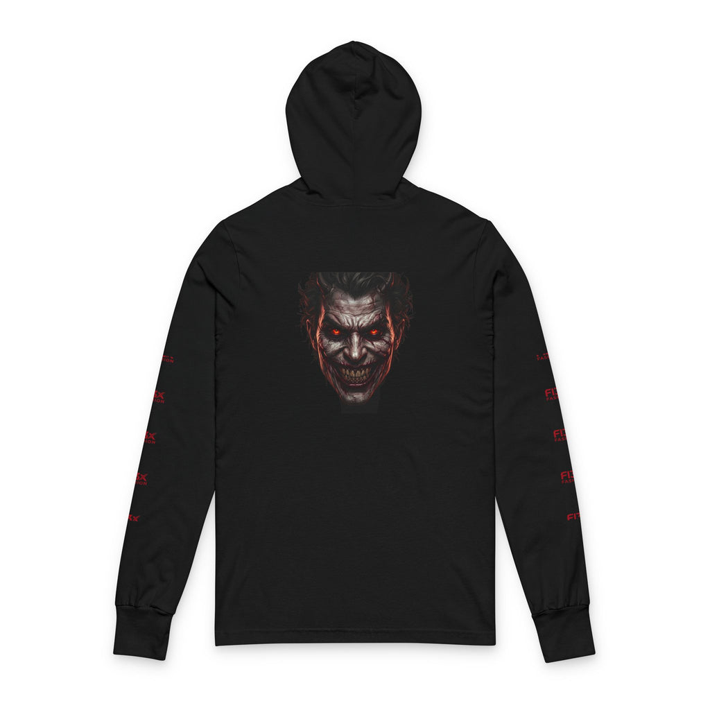 Horror Joker Face Hooded Long Sleeve Tee — Graphic Streetwear Top