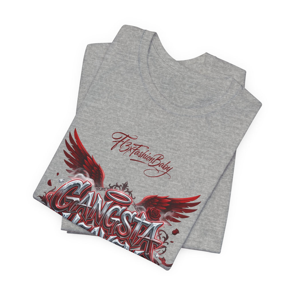 Gangsta Heaven Graphic Tee — Urban Winged Script T-Shirt