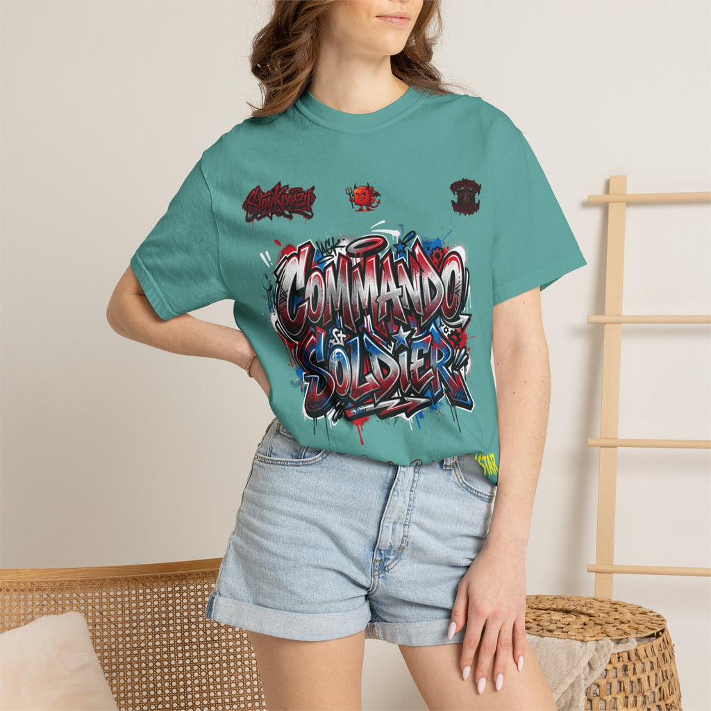 Commando Soldier Graphic T-Shirt — Streetwear Graffiti Design