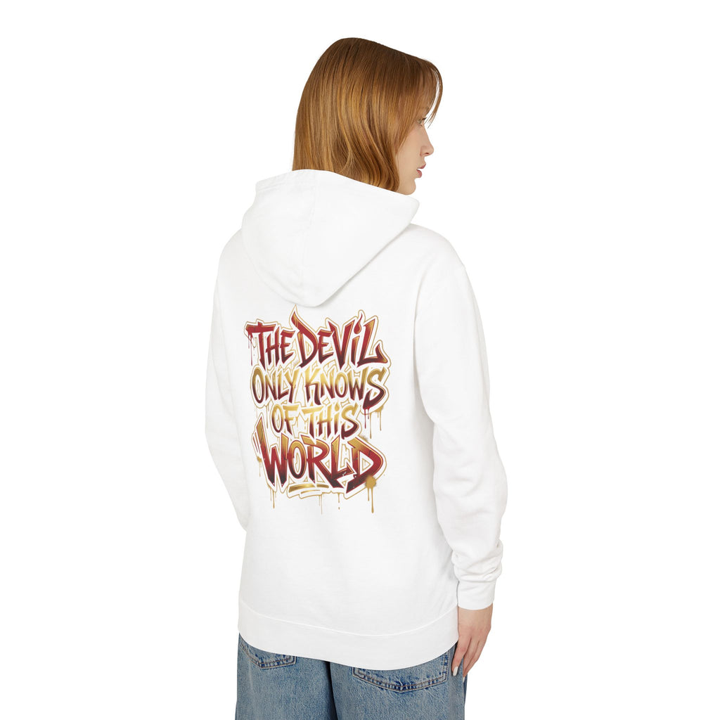 Devil Graphic Hoodie — "The Devil Only Knows of This World" Streetwear Sweatshirt