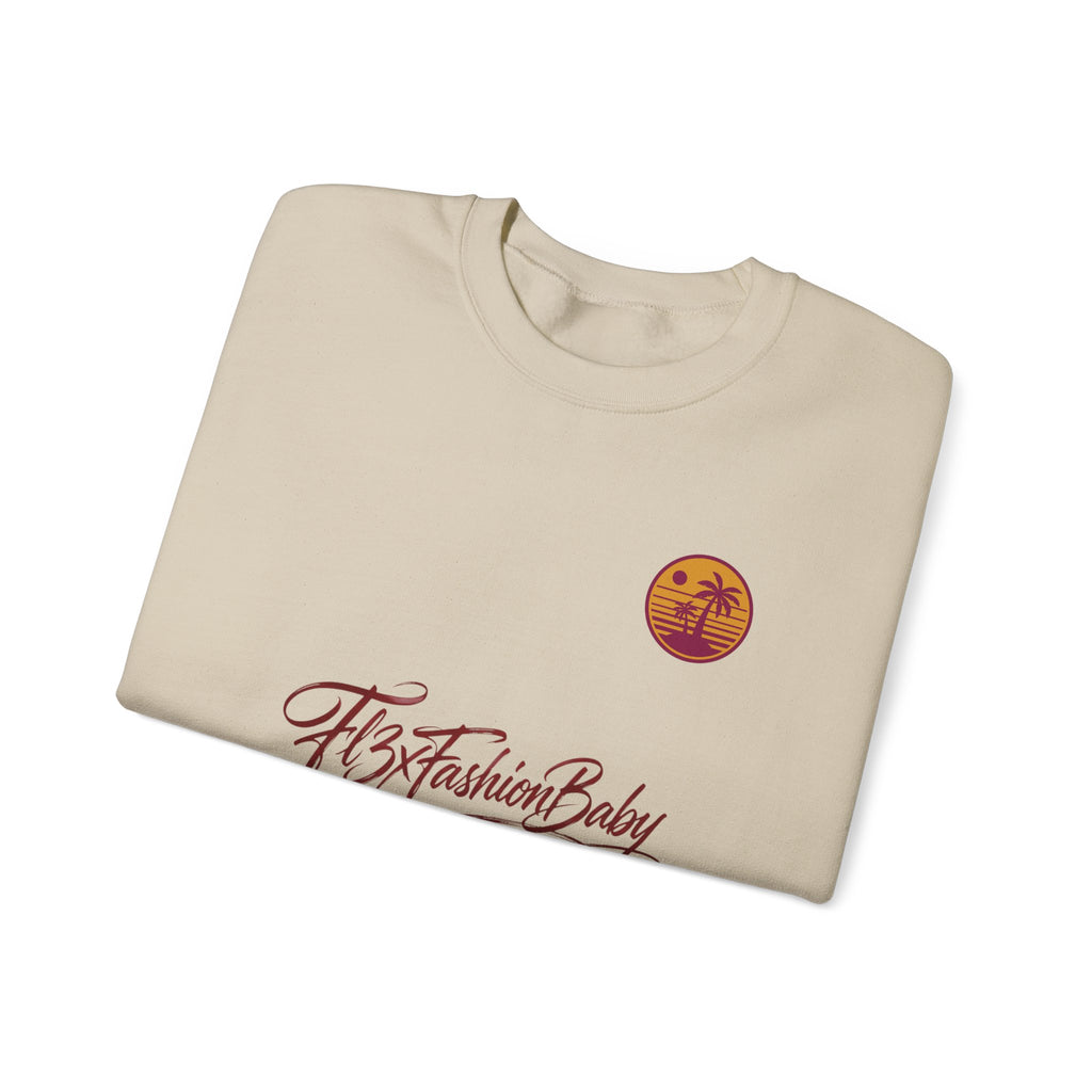 Crewneck Sweatshirt — 'FB3FashionBaby' Script with Sunset Logo
