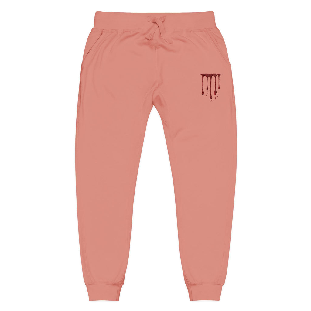 Embroidered Drip Horror Sweatpants — White Fleece Joggers