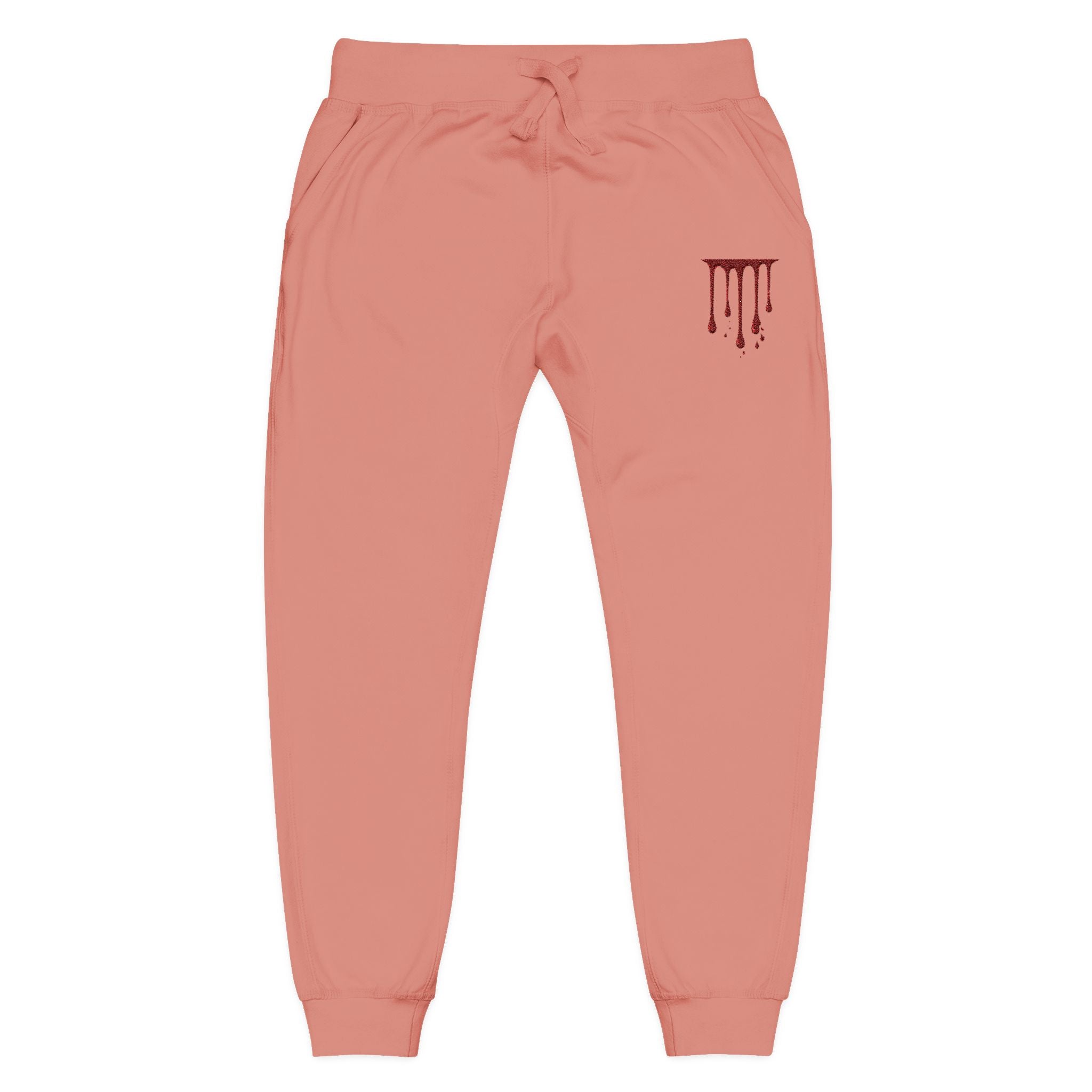 Embroidered Drip Horror Sweatpants — White Fleece Joggers