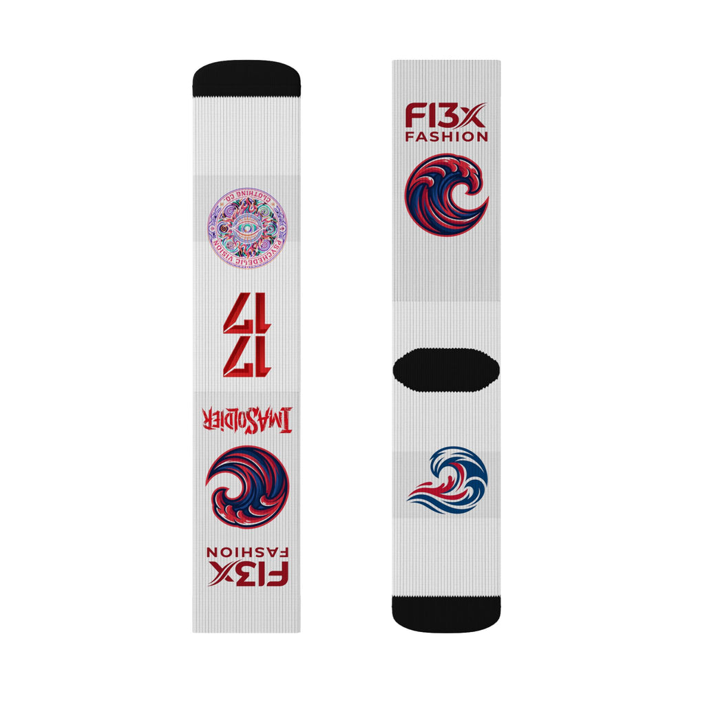 Custom Sublimation Logo Socks — F13X Fashion Branded Crew Socks