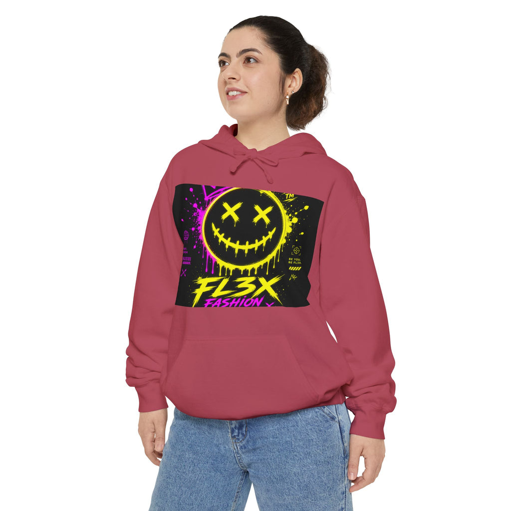 Graffiti Smiley Hoodie — FL3X Neon Streetwear Pullover
