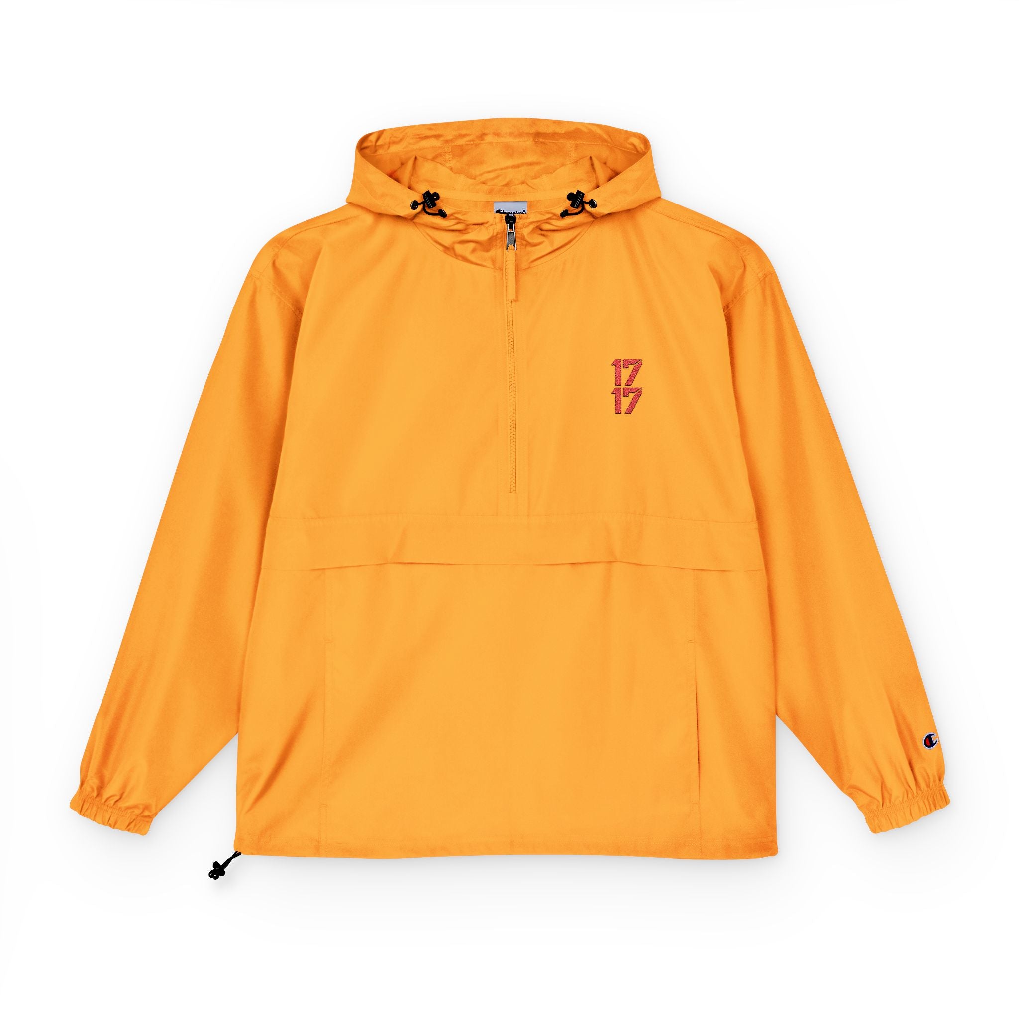 Packable Anorak Jacket — Lightweight Hooded Windbreaker (Orange)
