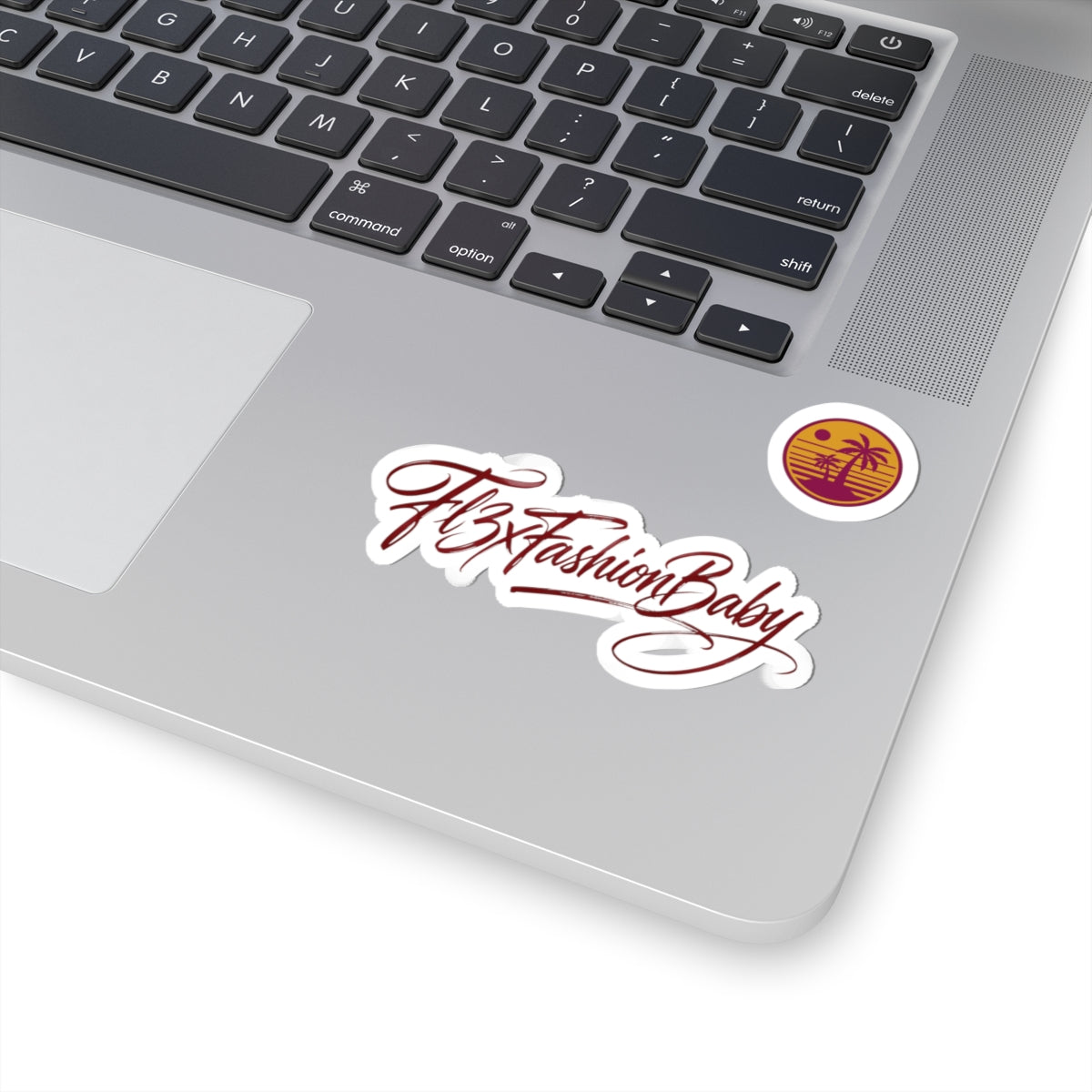 Kiss-Cut Sticker — FtbxFashionBaby Script Logo & Tropical Palm Decal