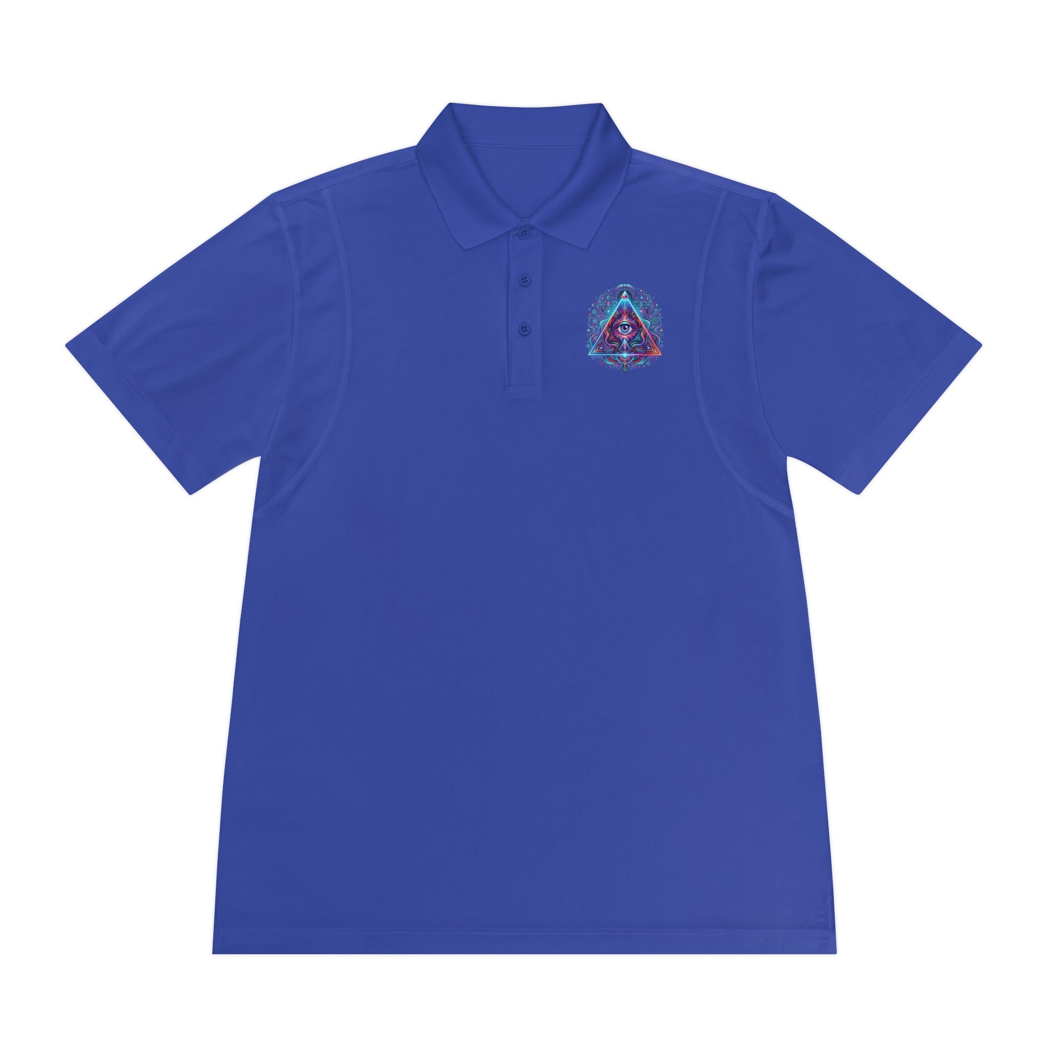 Men's Polo Shirt — Mystic All-Seeing Eye Triangle Design with 17/17 Accent