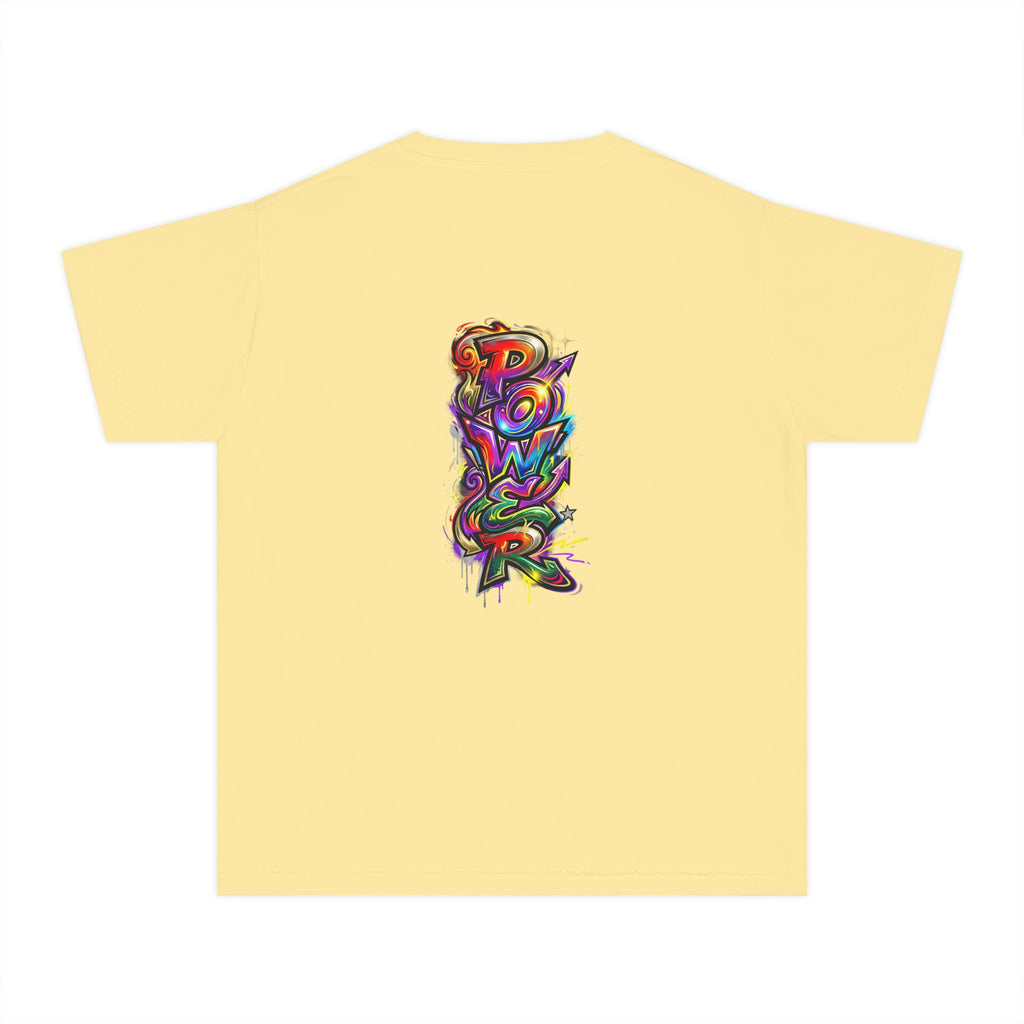 Youth Tee - Colorful 'Power' Graffiti Vertical Graphic