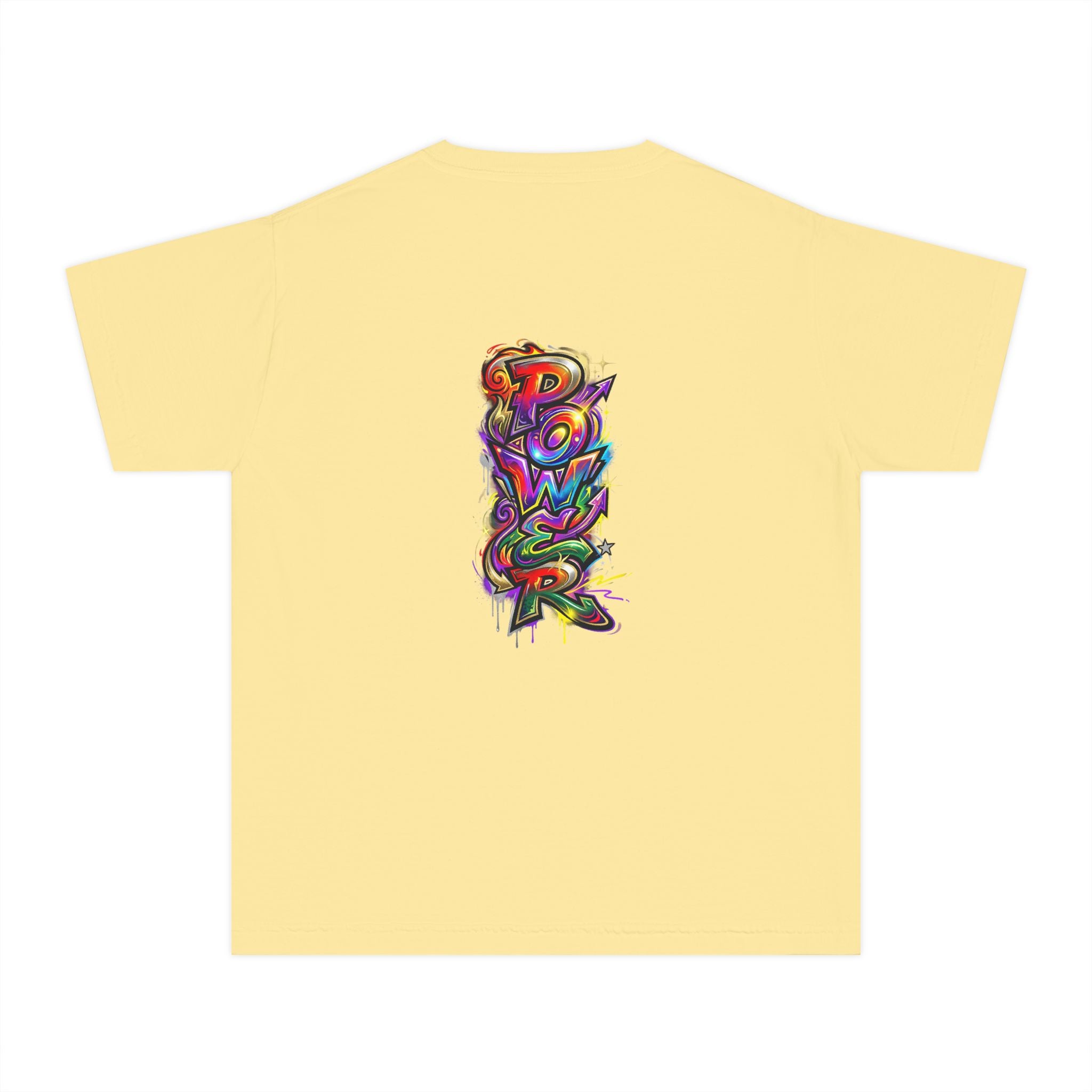 Youth Tee - Colorful 'Power' Graffiti Vertical Graphic