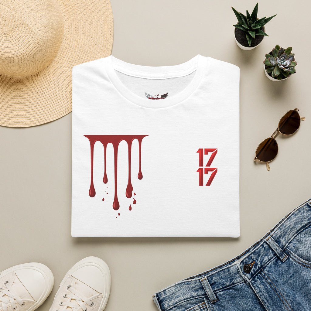 Graphic T-Shirt — Dripping Blood & 17/17 Snake Design