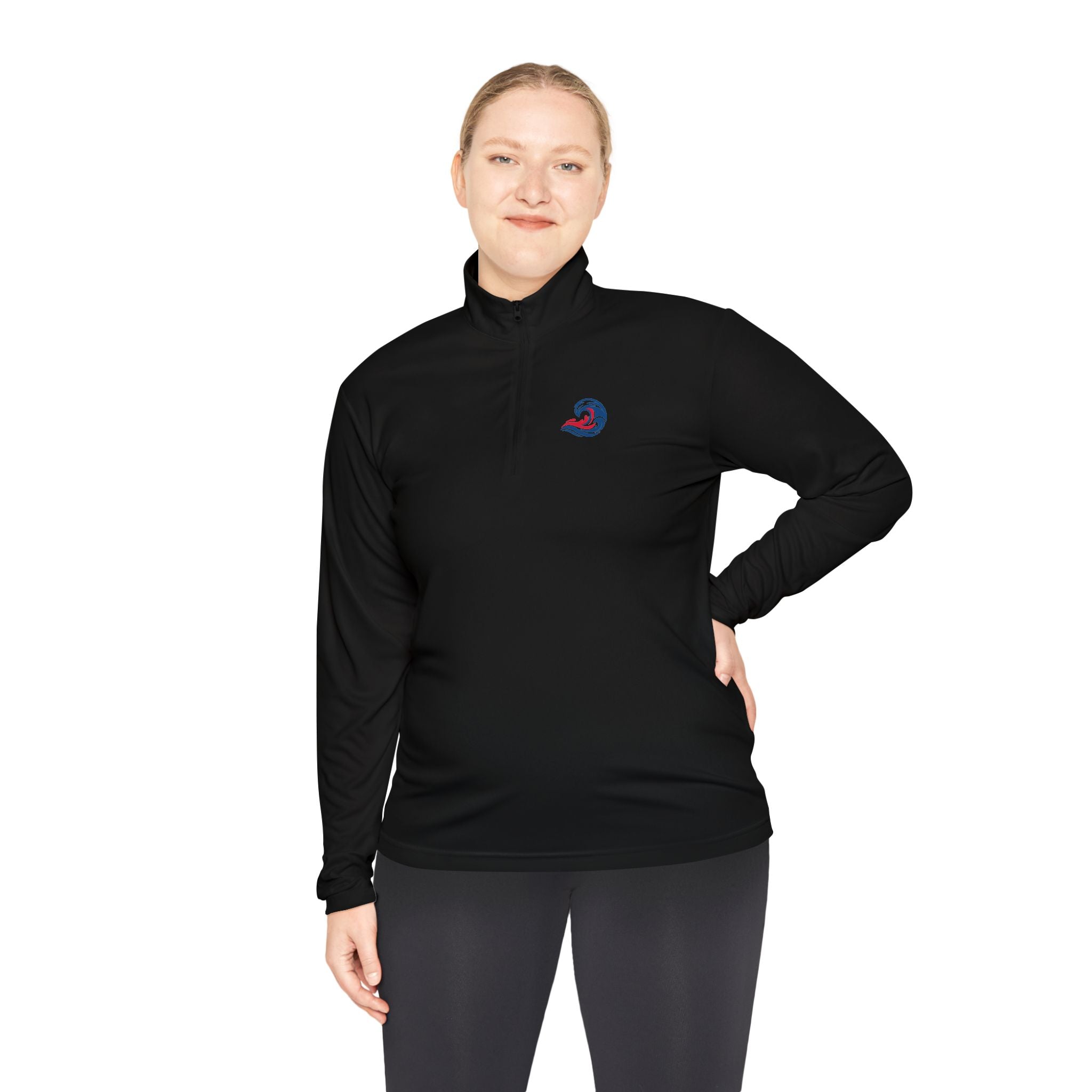 Quarter-Zip Pullover — Coastal Wave Logo Pullover with Back Graphic