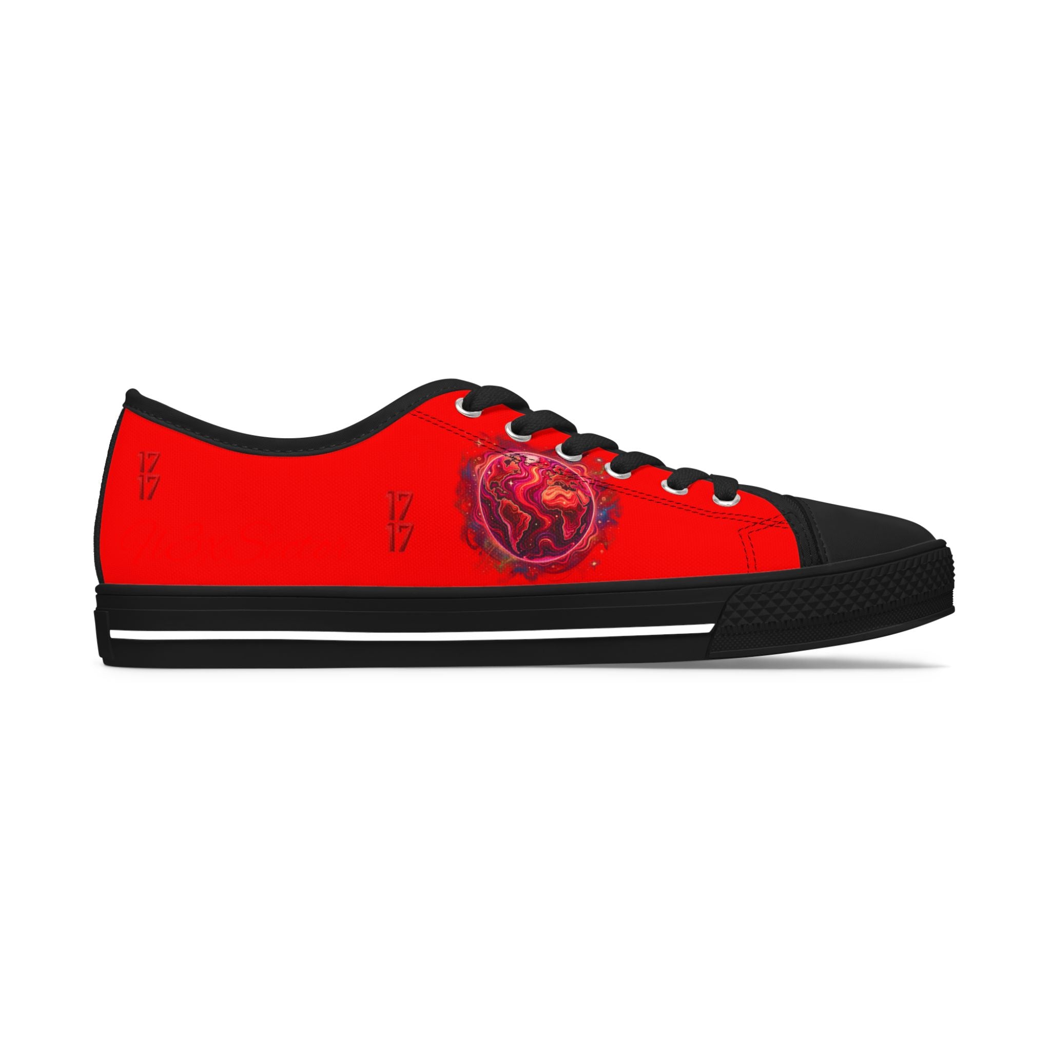 Red Rose Low Top Sneakers — Women's Floral Casual Canvas Shoes