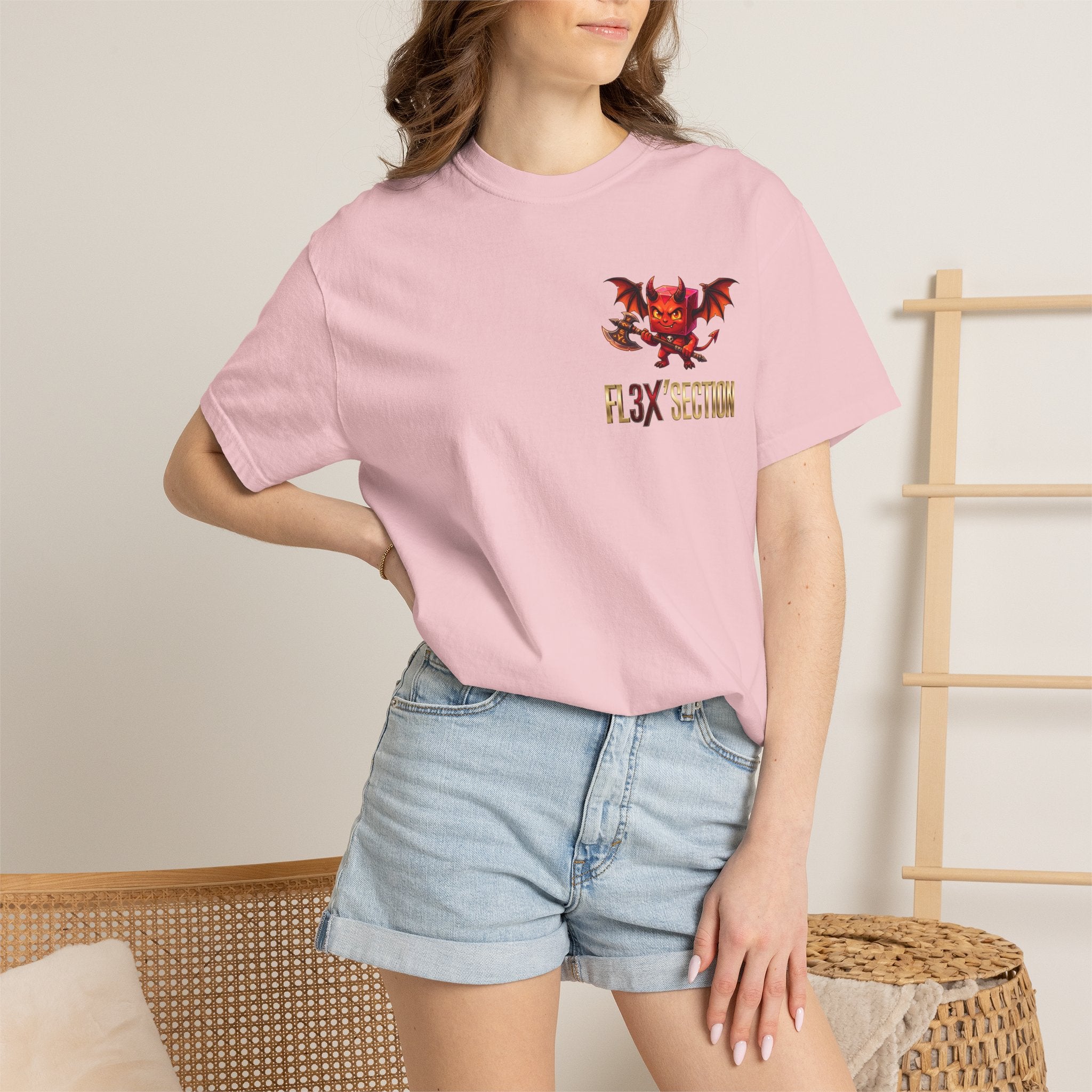Devil Mascot T-Shirt — 'F13X Fashion' Graphic Tee (Front Chest & Back Print)