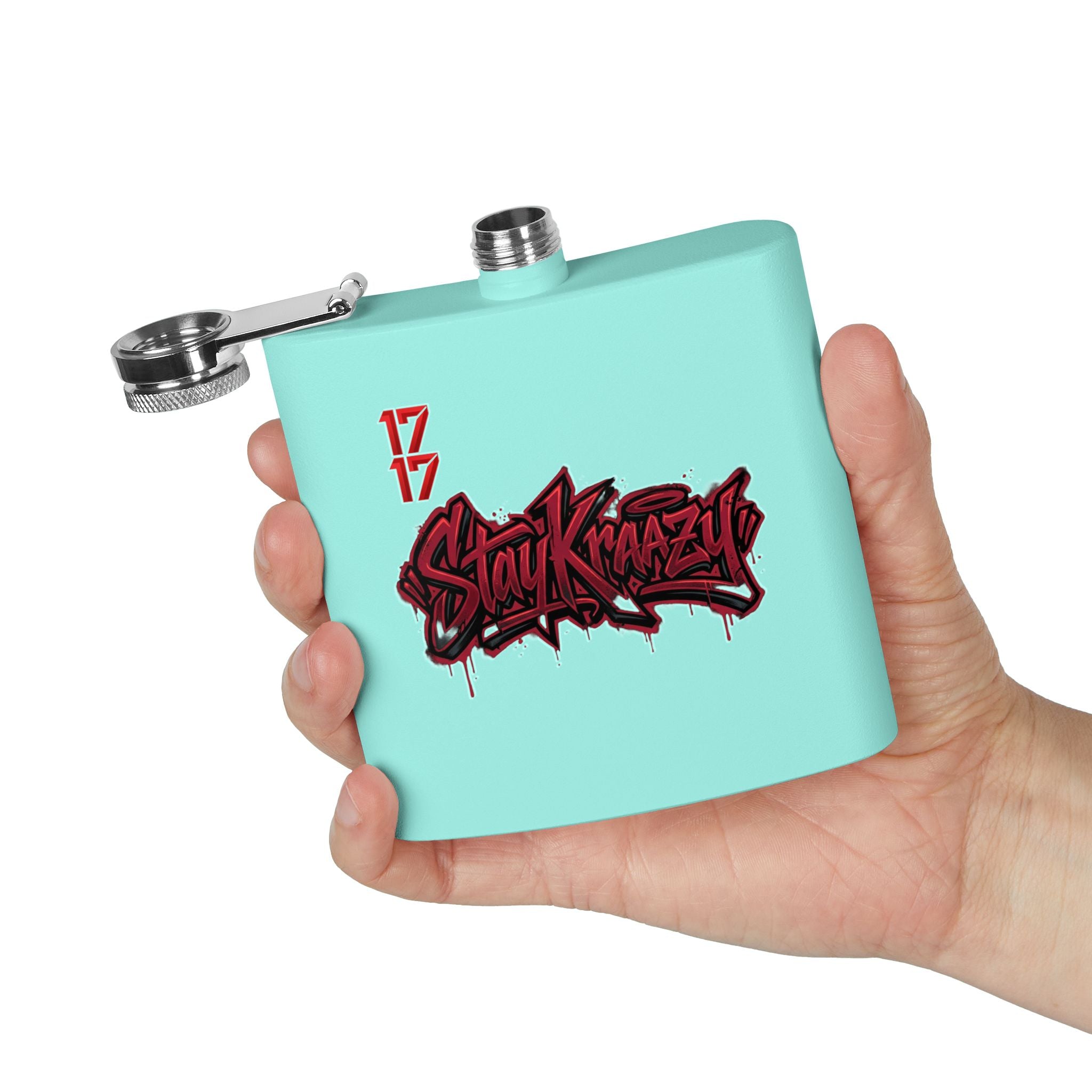 Flask — 'Stay Krazy' Graffiti Stainless Steel 6oz Hip-Hop Flask