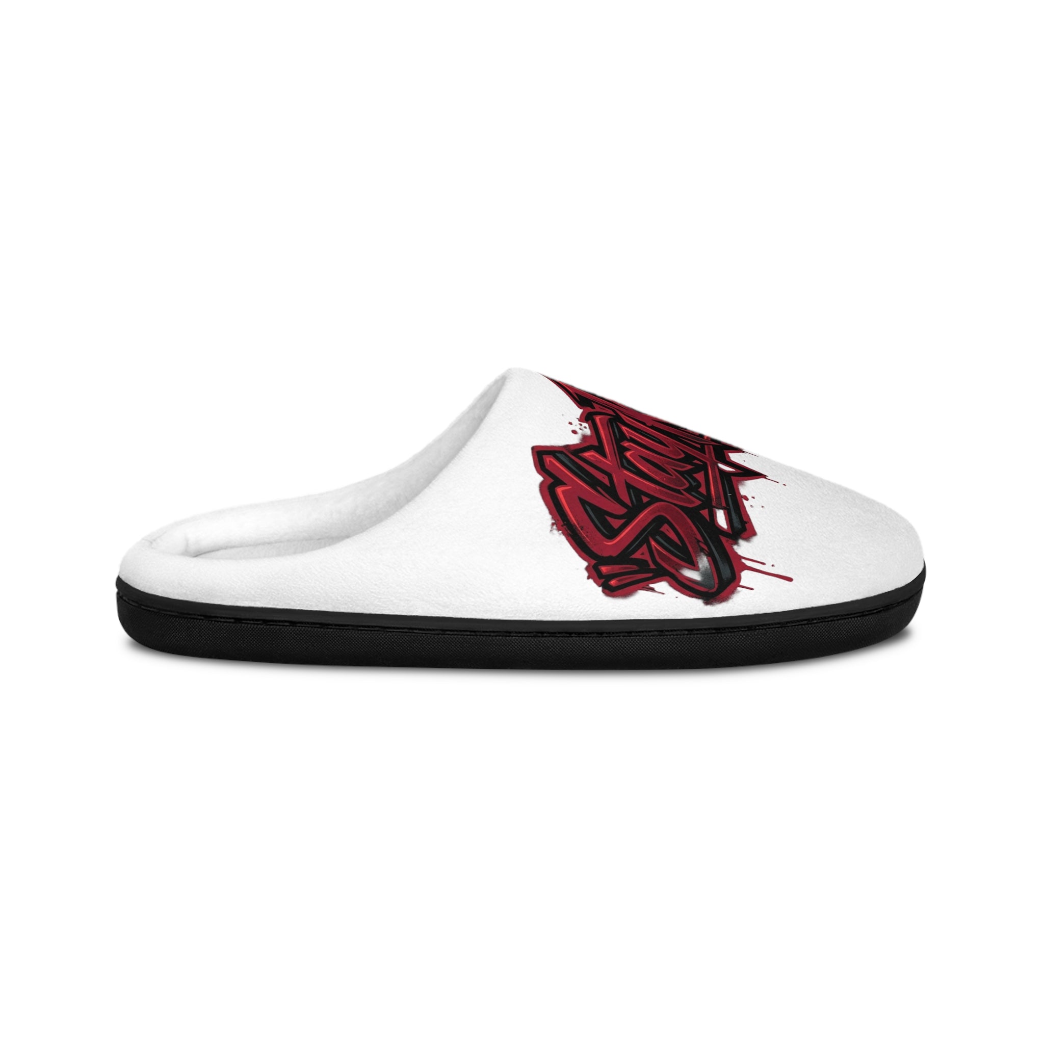 Graffiti Script Women's Slippers – Red Urban Street Art Indoor Slides